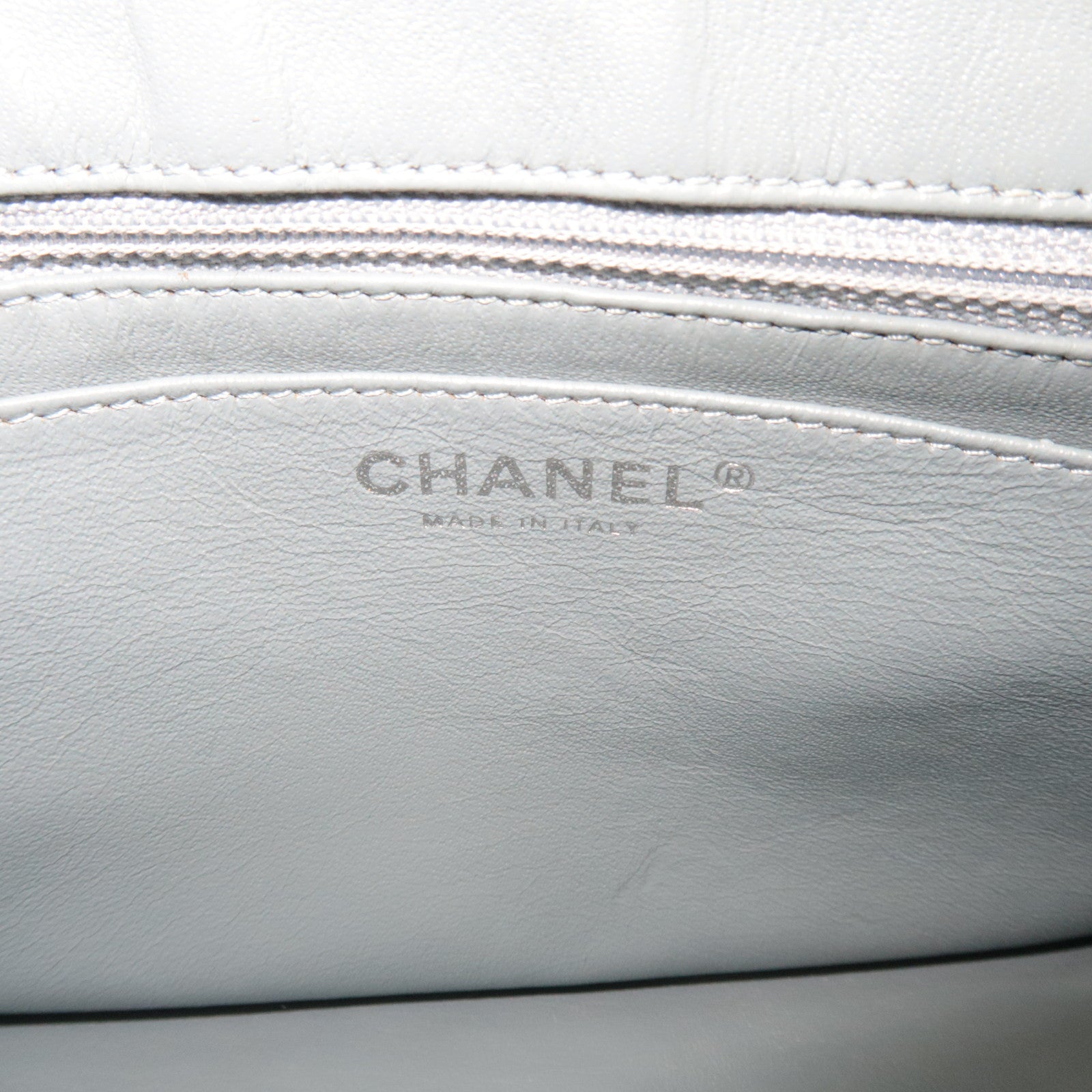 CHANEL Coco Mark Chain Leather Shoulder Bag Blue Silver HDW 11250426 *G card