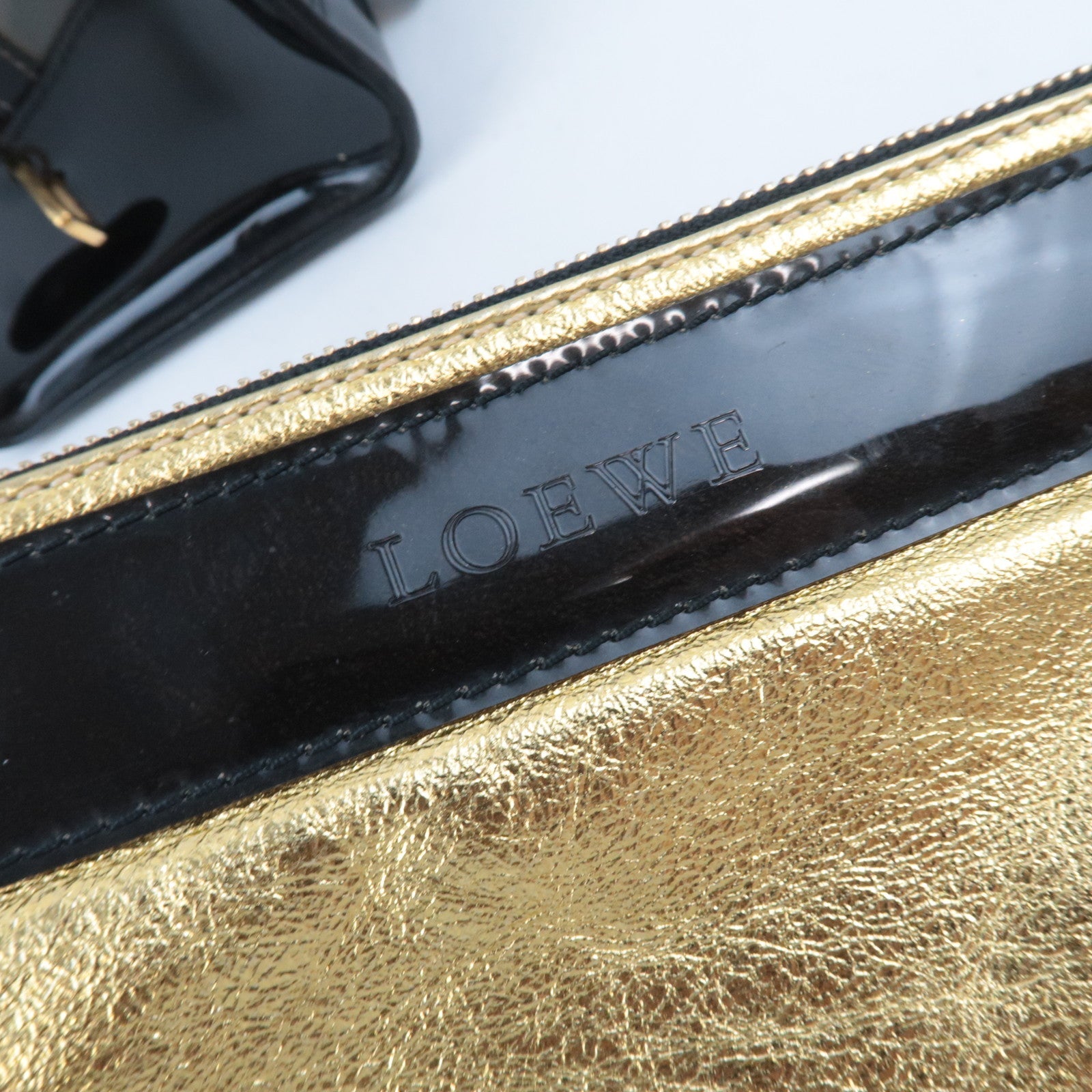 LOEWE Amazona 28 Vinyl Leather Handbag Clear Black *Pouch, Key Lock, Clochette