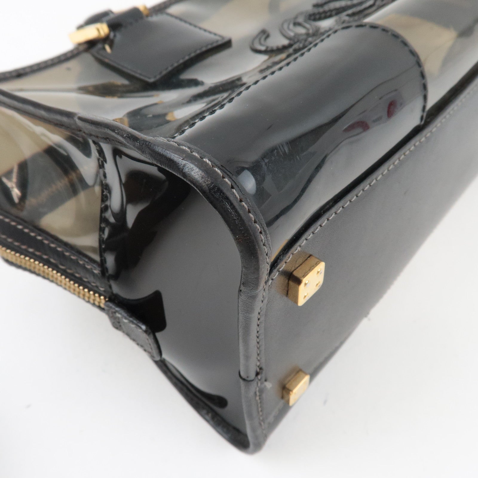 LOEWE Amazona 28 Vinyl Leather Handbag Clear Black *Pouch, Key Lock, Clochette