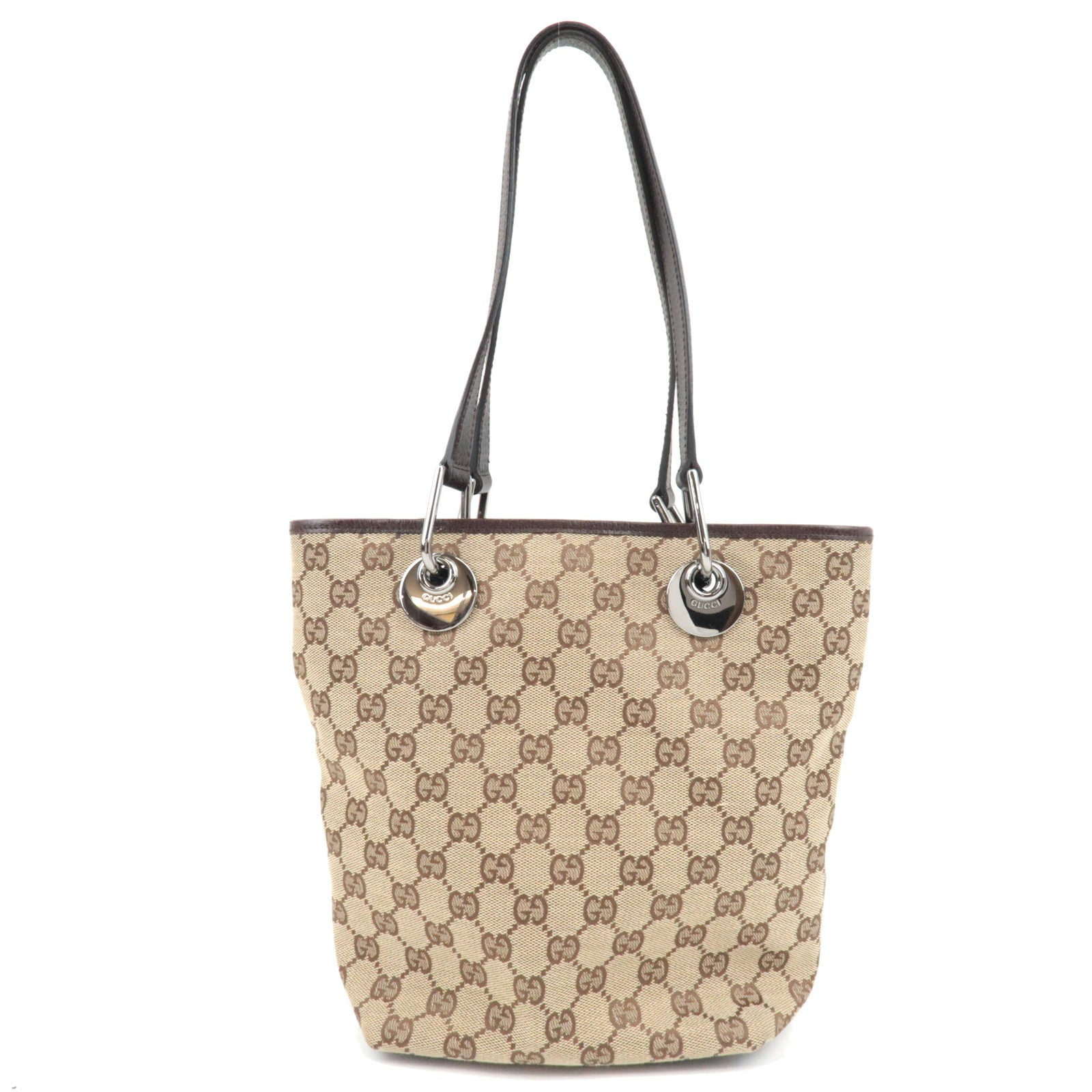 GUCCI Tote Bag GG Canvas Leather Beige Brown 12084082953