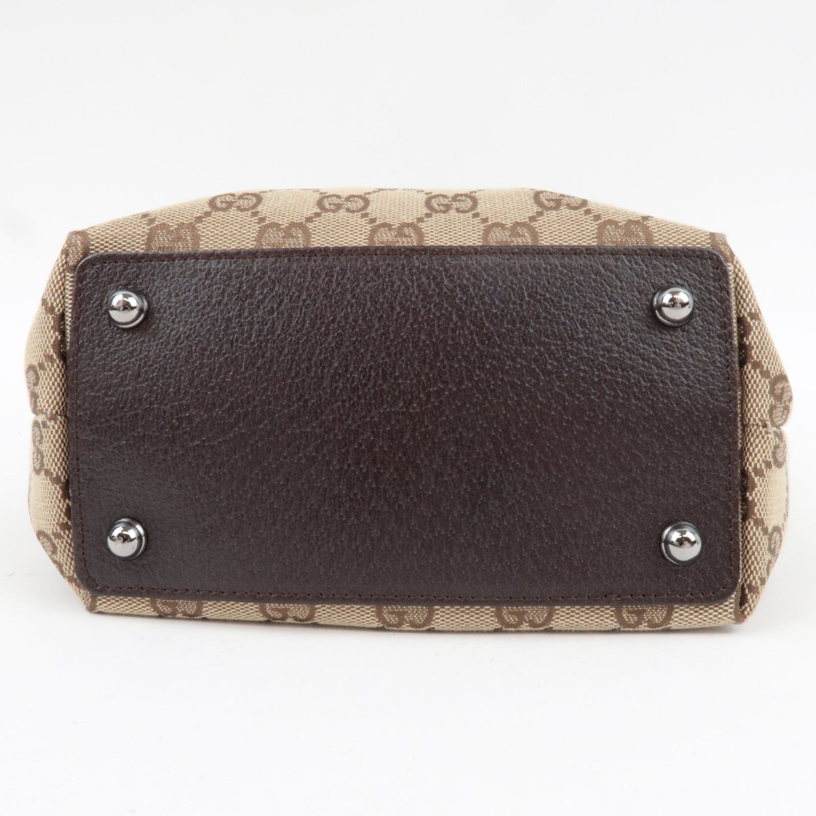 GUCCI Tote Bag GG Canvas Leather Beige Brown 120840