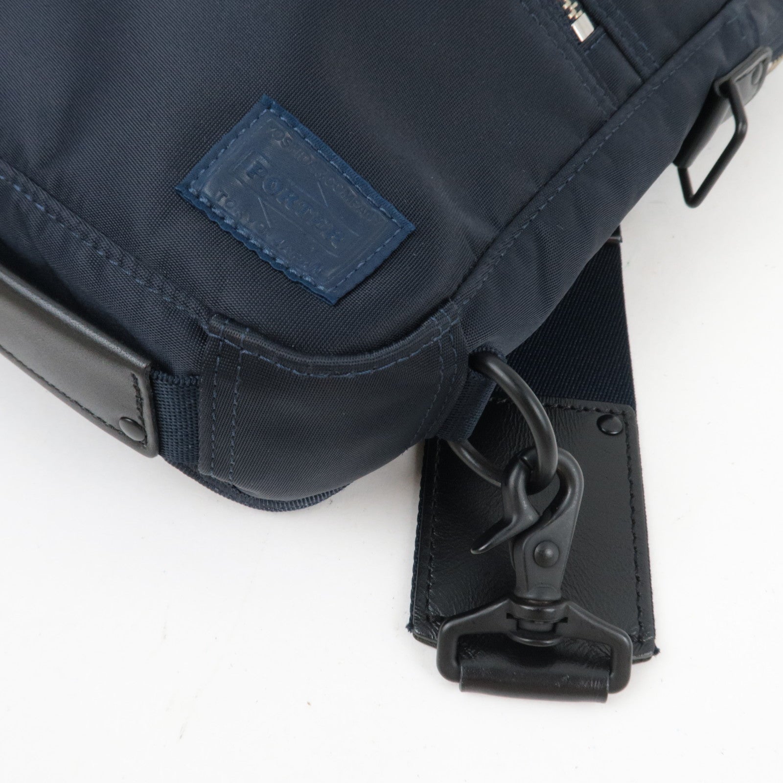 PORTER Nylon Body Bag Leather Navy
