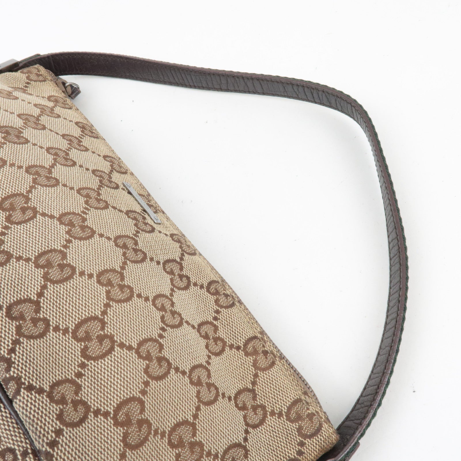 GUCCI Sherry Boat Bag GG Canvas Leather Beige Brown 141809