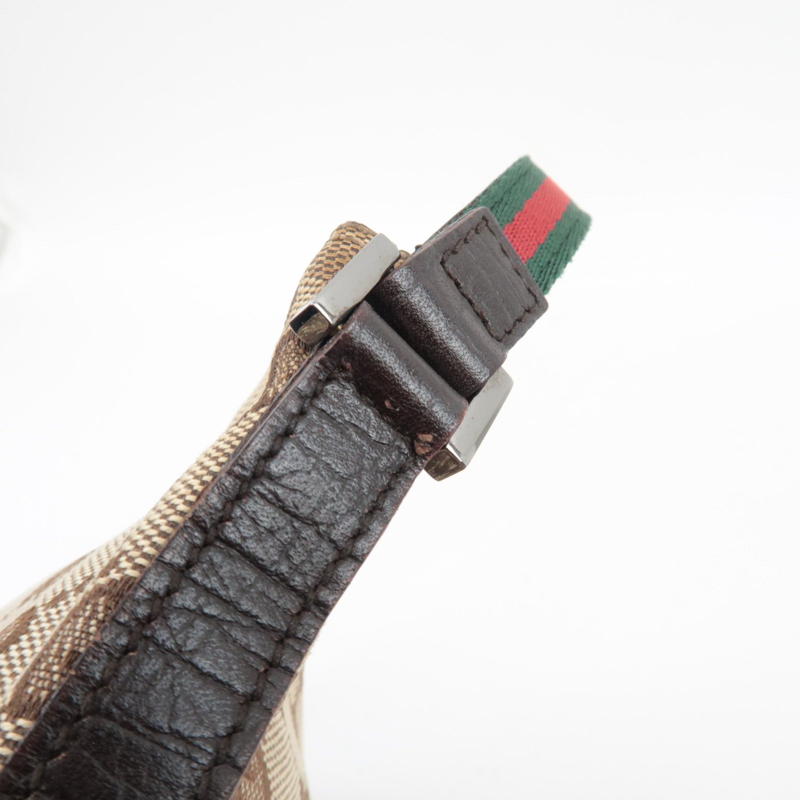 GUCCI Sherry Boat Bag GG Canvas Leather Beige Brown 141809