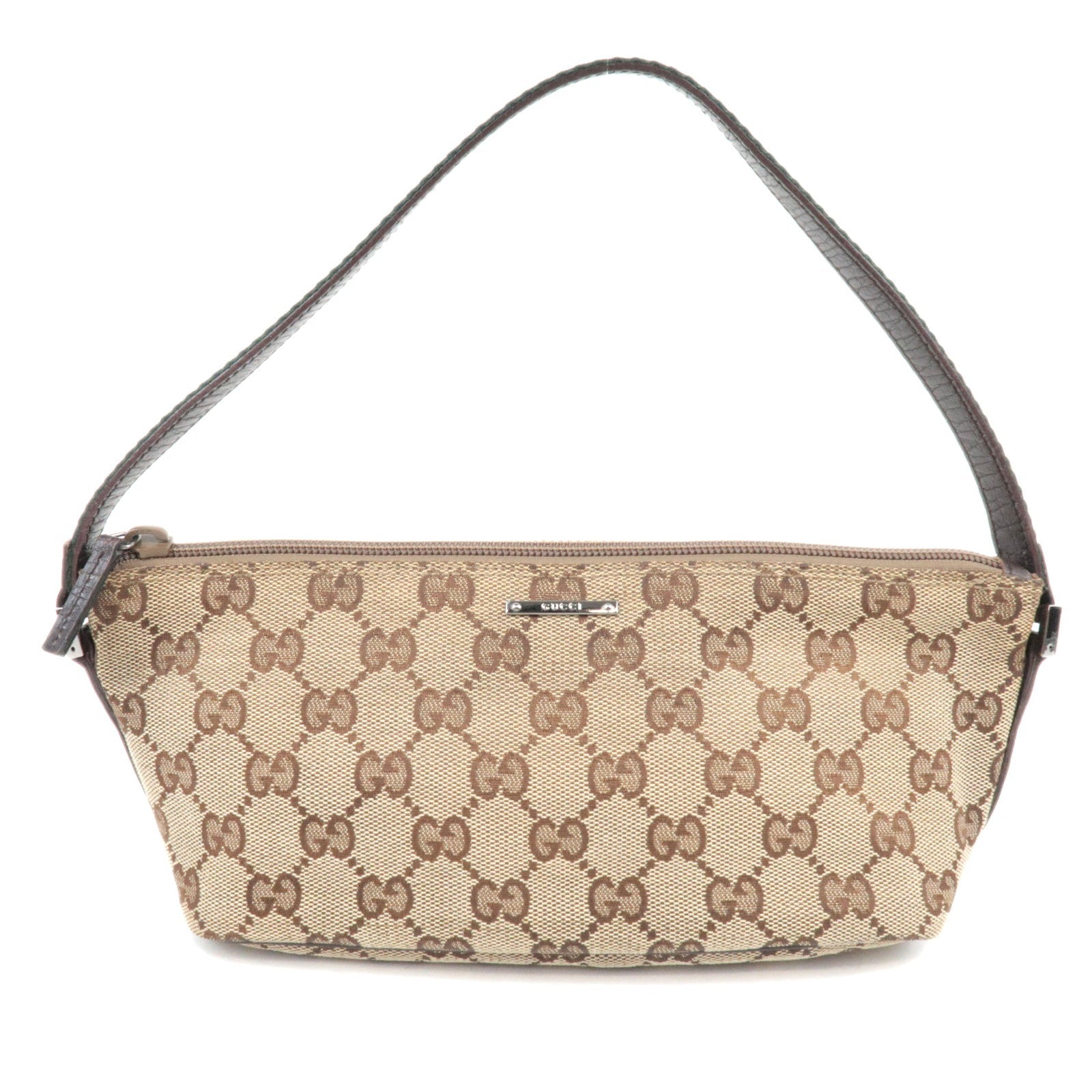 GUCCI Sherry Boat Bag GG Canvas Leather Beige Brown 14180983017