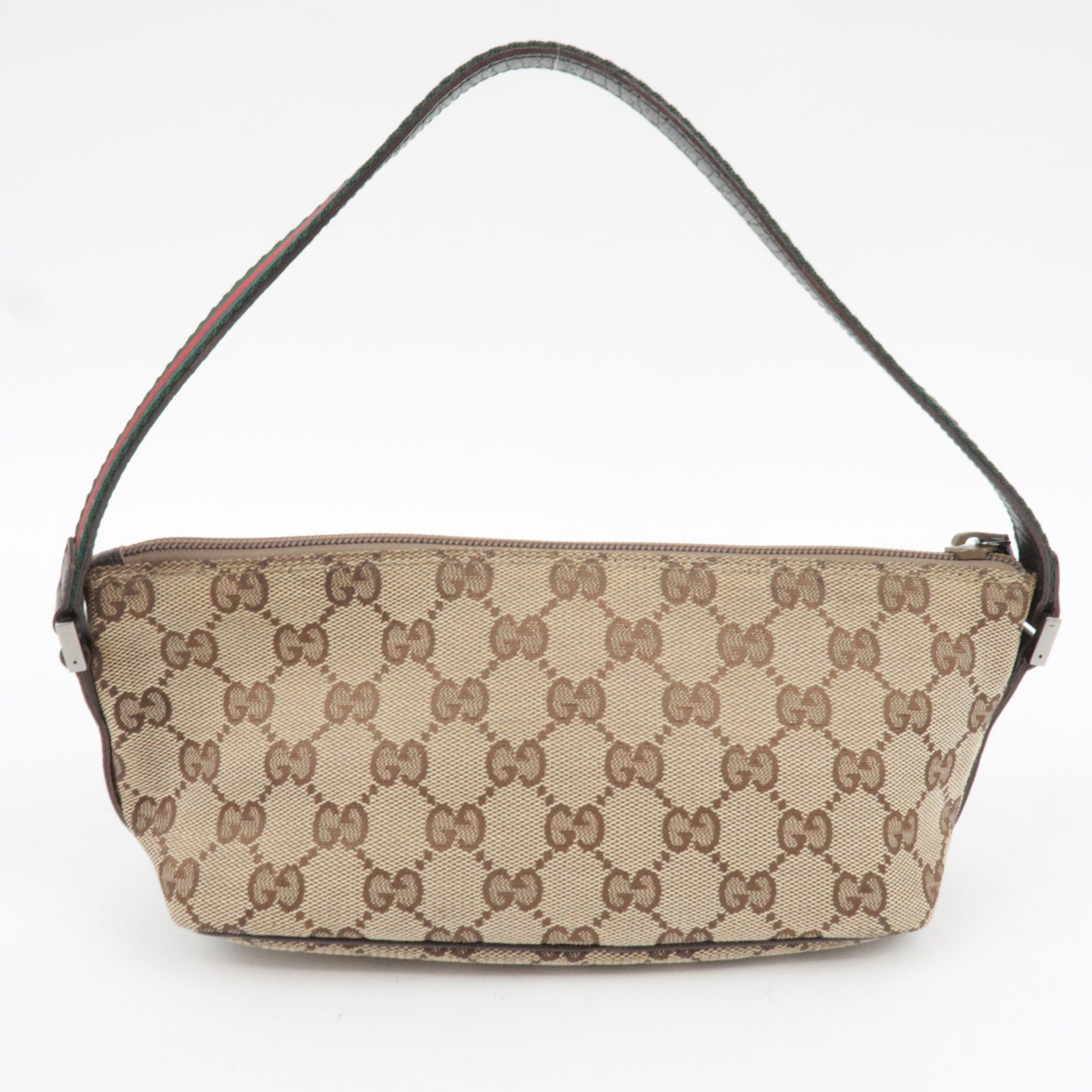 GUCCI Sherry Boat Bag GG Canvas Leather Beige Brown 141809