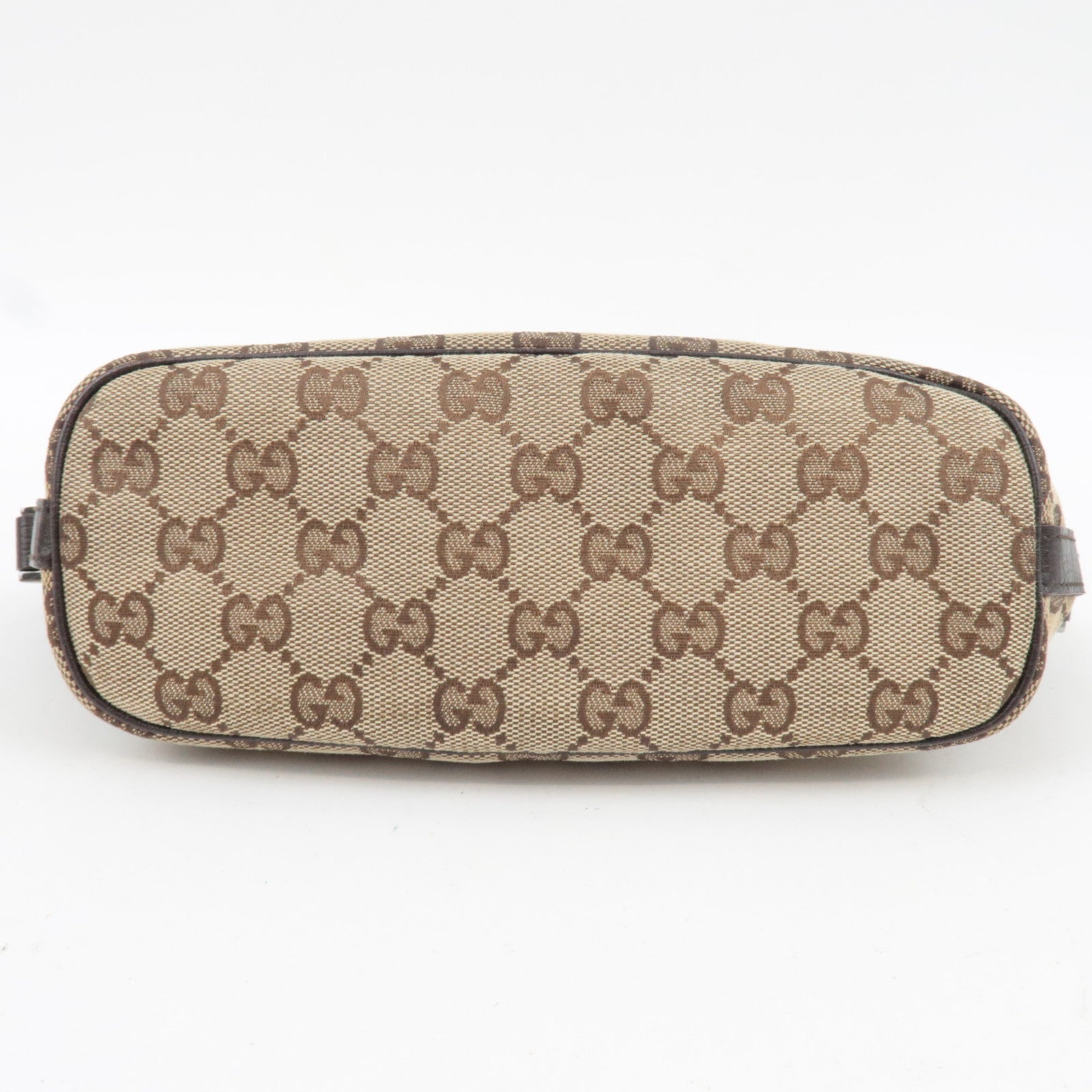 GUCCI Sherry Boat Bag GG Canvas Leather Beige Brown 141809