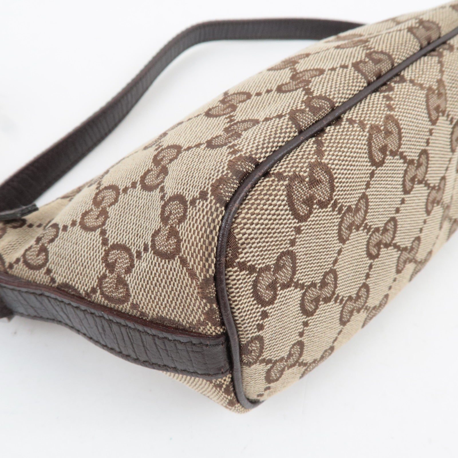 GUCCI Sherry Boat Bag GG Canvas Leather Beige Brown 141809