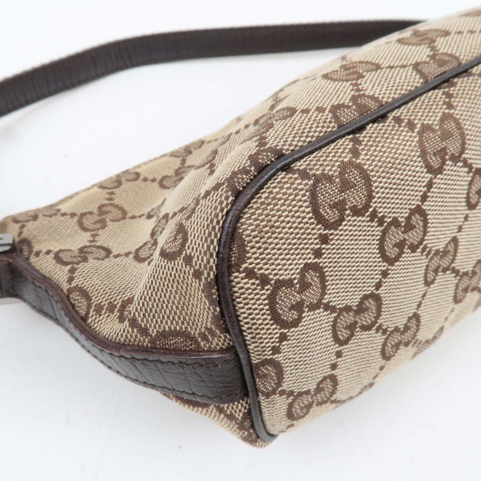 GUCCI Sherry Boat Bag GG Canvas Leather Beige Brown 141809