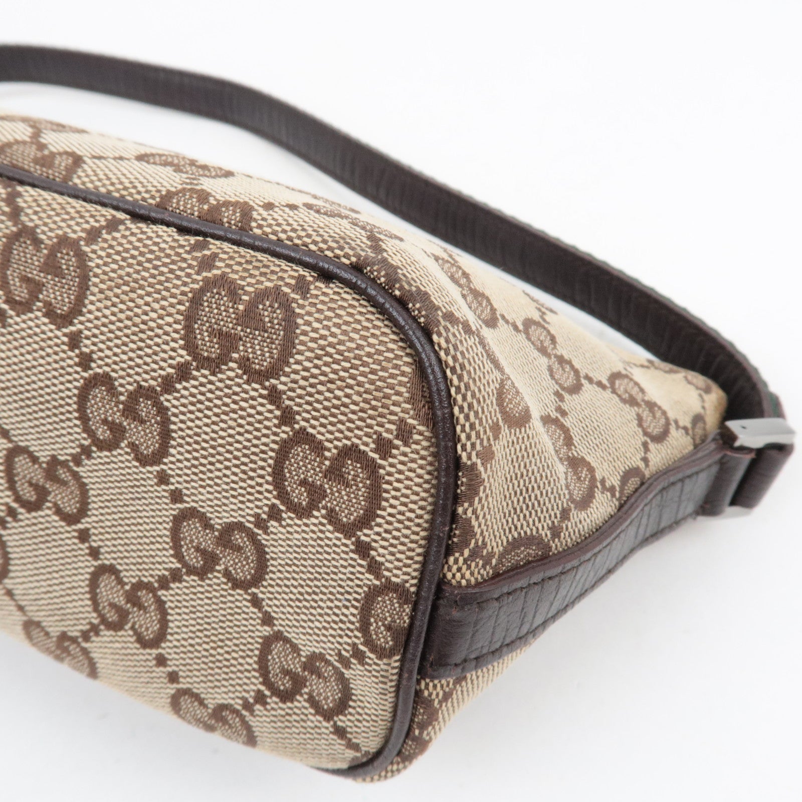 GUCCI Sherry Boat Bag GG Canvas Leather Beige Brown 141809