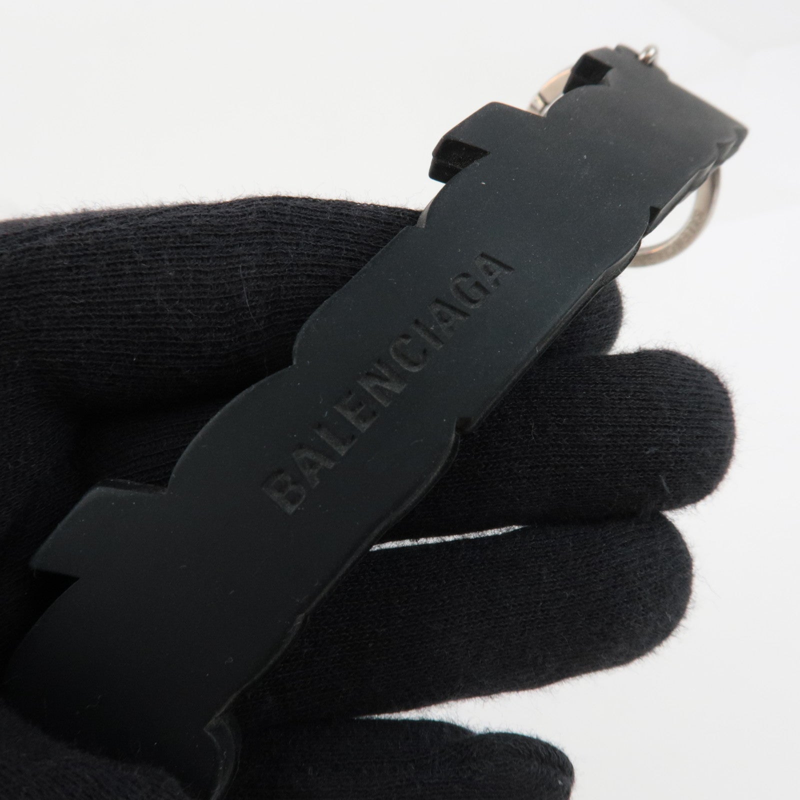 BALENCIAGA Set of 2 Big Logo Bag Charm Keychain White Neon Yellow