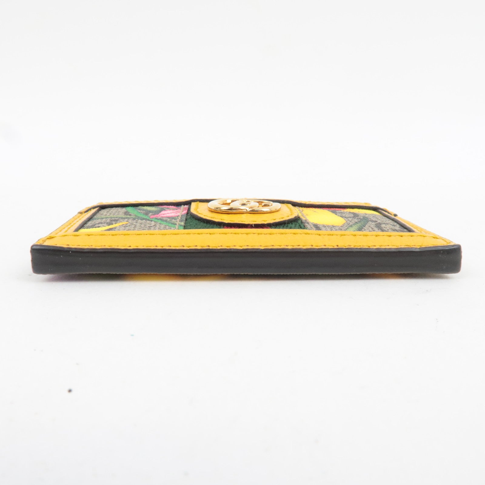 GUCCI Ophidia GG Flora Card Case GG Supreme Leather Yellow 523159
