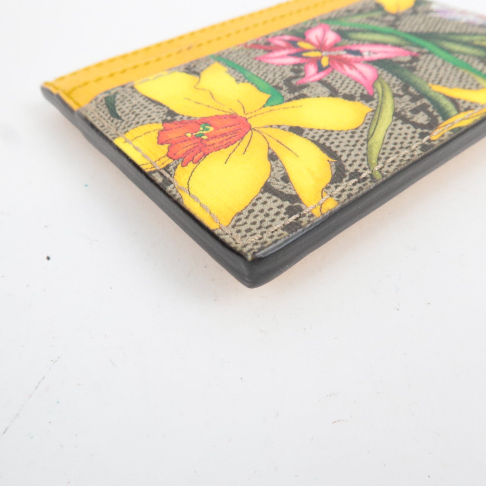GUCCI Ophidia GG Flora Card Case GG Supreme Leather Yellow 523159