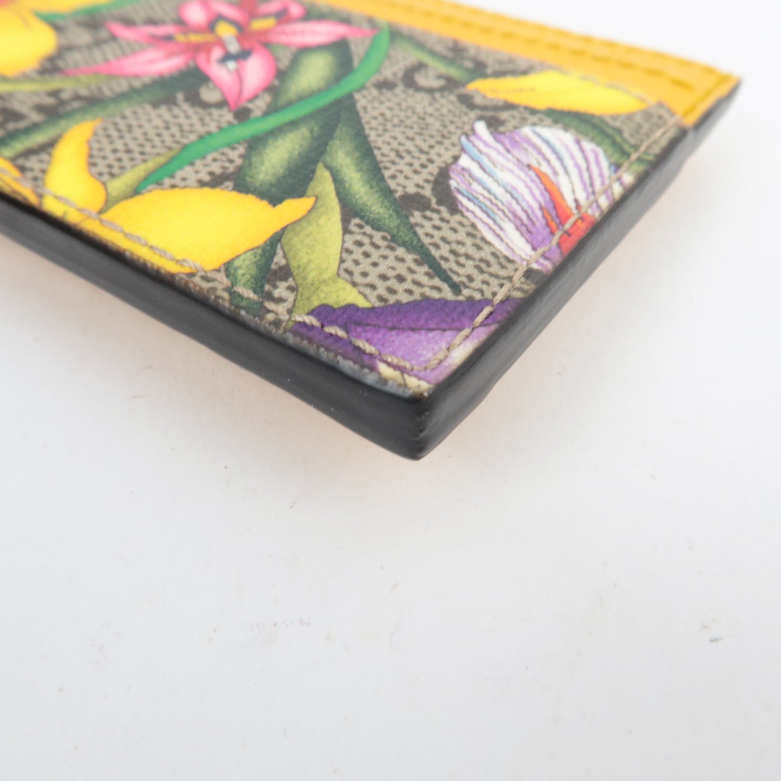 GUCCI Ophidia GG Flora Card Case GG Supreme Leather Yellow 523159
