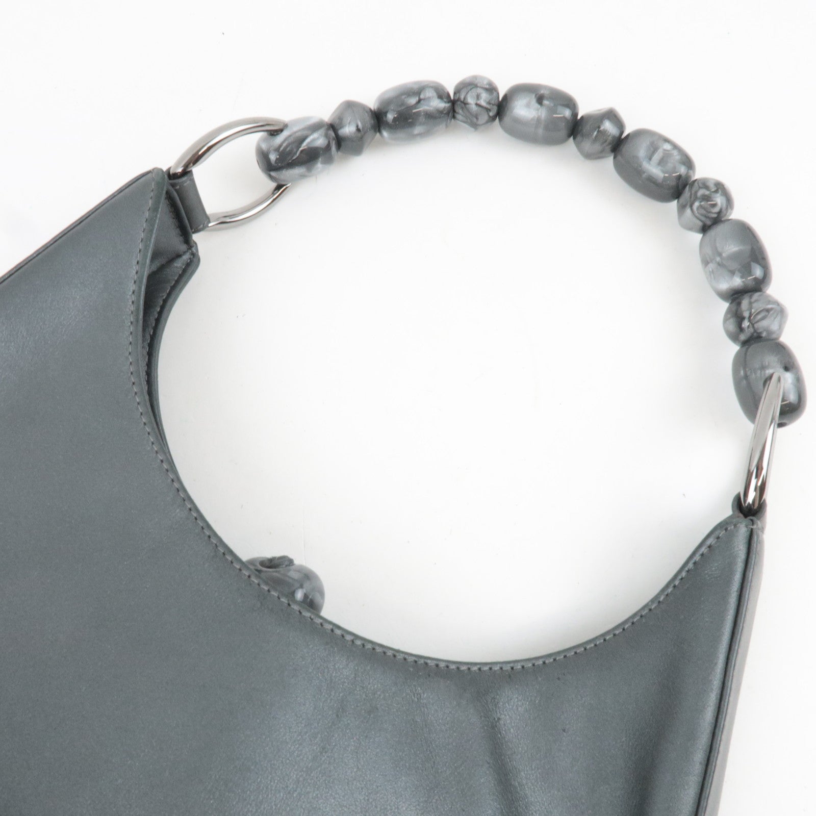 Christian Dior Maris Pearl Leather Shoulder Bag Gray *Dust bag