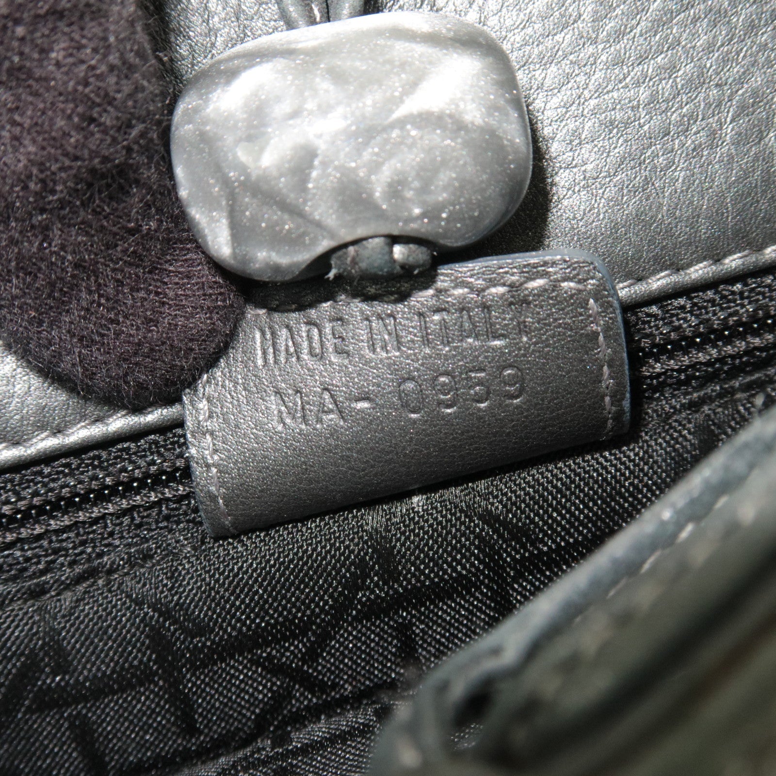 Christian Dior Maris Pearl Leather Shoulder Bag Gray *Dust bag