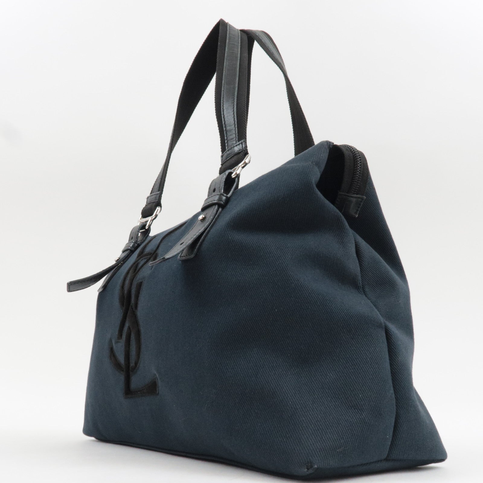 SAINT LAURENT YSL Logo Canvas Tote Bag Black