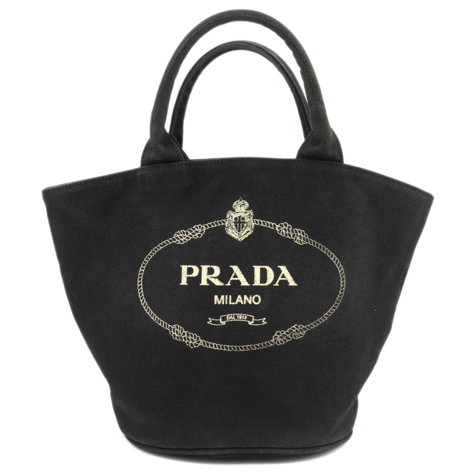 PRADA Canapa Tote Bag Canvas Black83045