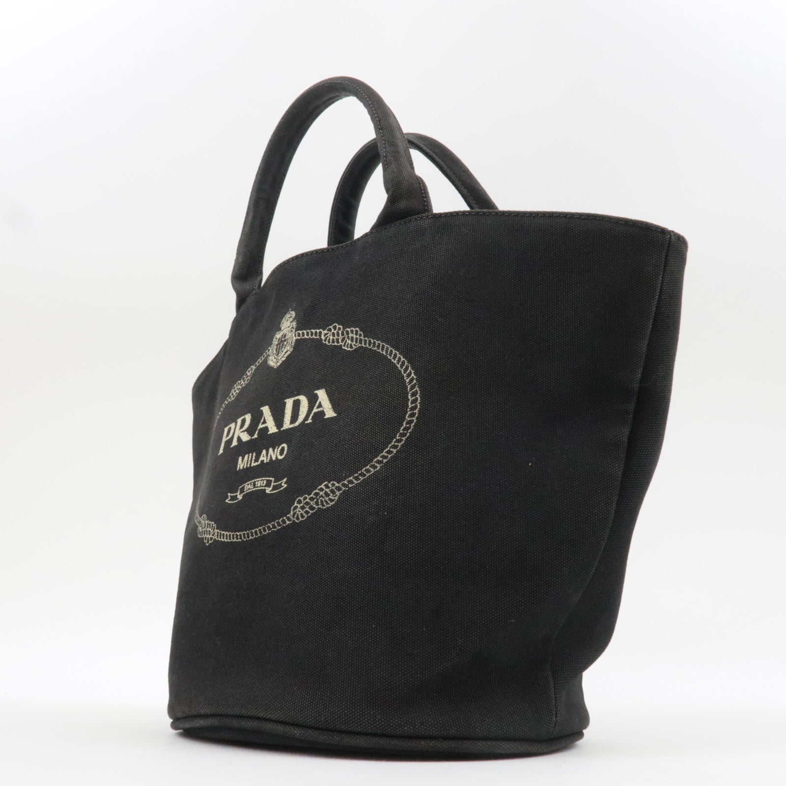 PRADA Canapa Tote Bag Canvas Black
