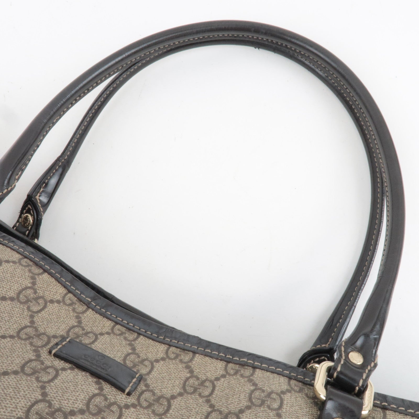 GUCCI Tote Bag GG Supreme Leather Beige Brown 197953