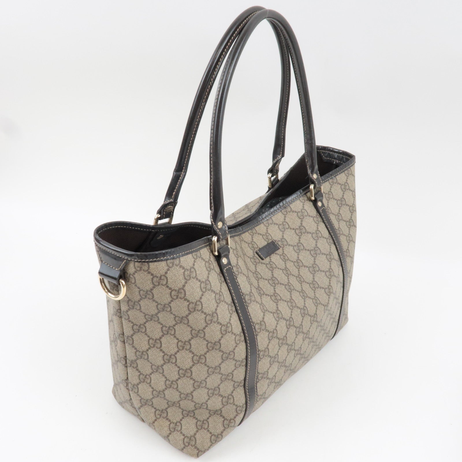 GUCCI Tote Bag GG Supreme Leather Beige Brown 197953