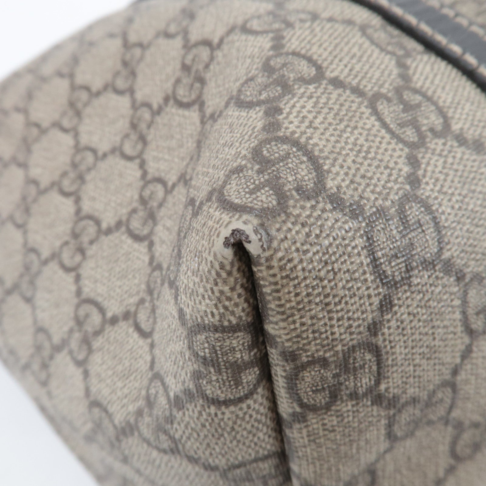 GUCCI Tote Bag GG Supreme Leather Beige Brown 197953