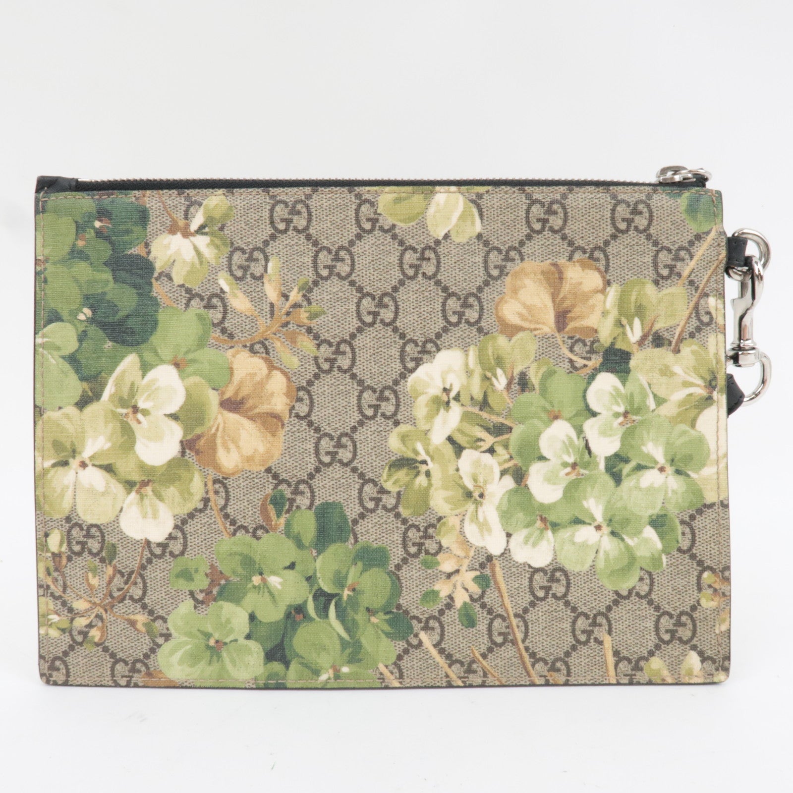 GUCCI GG Blooms Clutch Bag GG Supreme Beige Green 411691