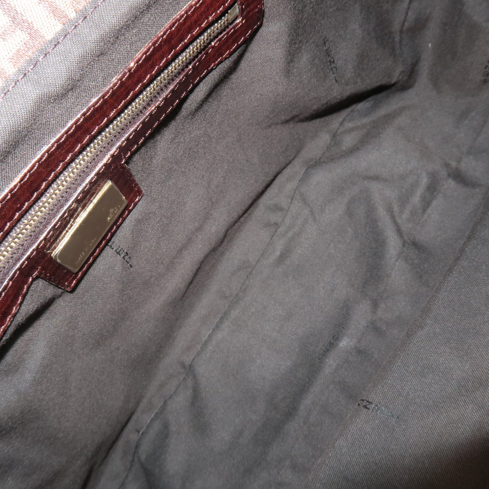 FENDI Zucchino Hobo Canvas Leather Shoulder Bag Beige Brown 8BR552