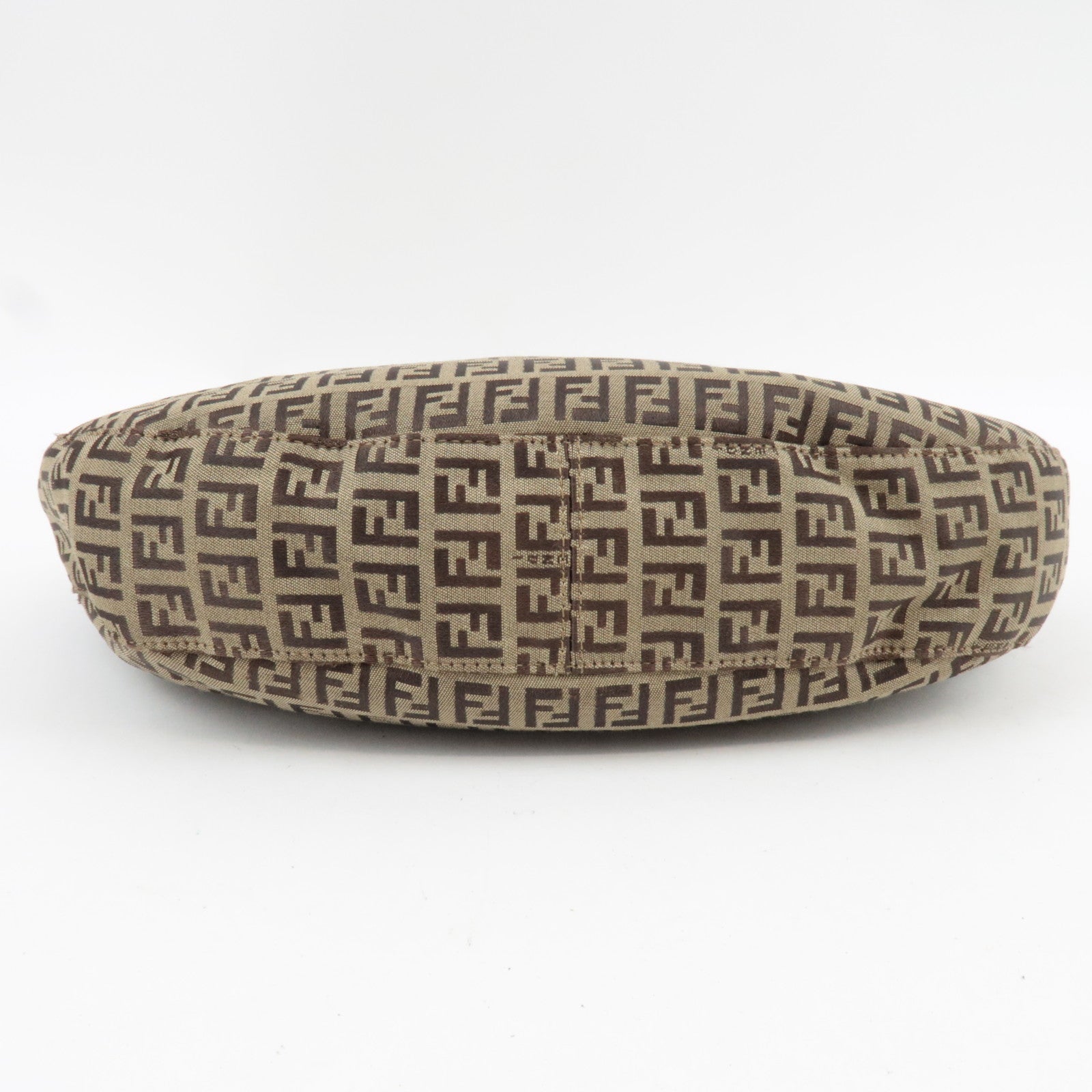 FENDI Zucchino Hobo Canvas Leather Shoulder Bag Beige Brown 8BR552