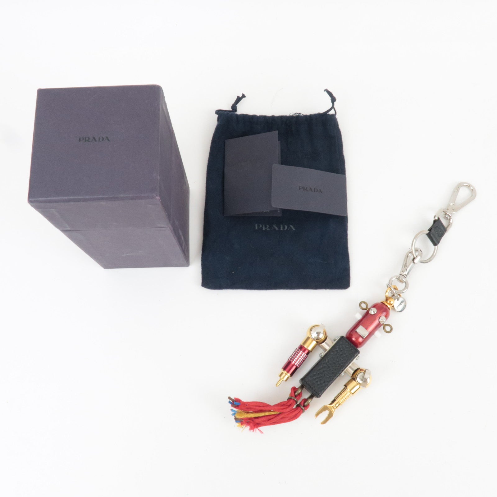 PRADA Robot Bag Charm Black Red Gold 2AR246 *Box, Dust bag
