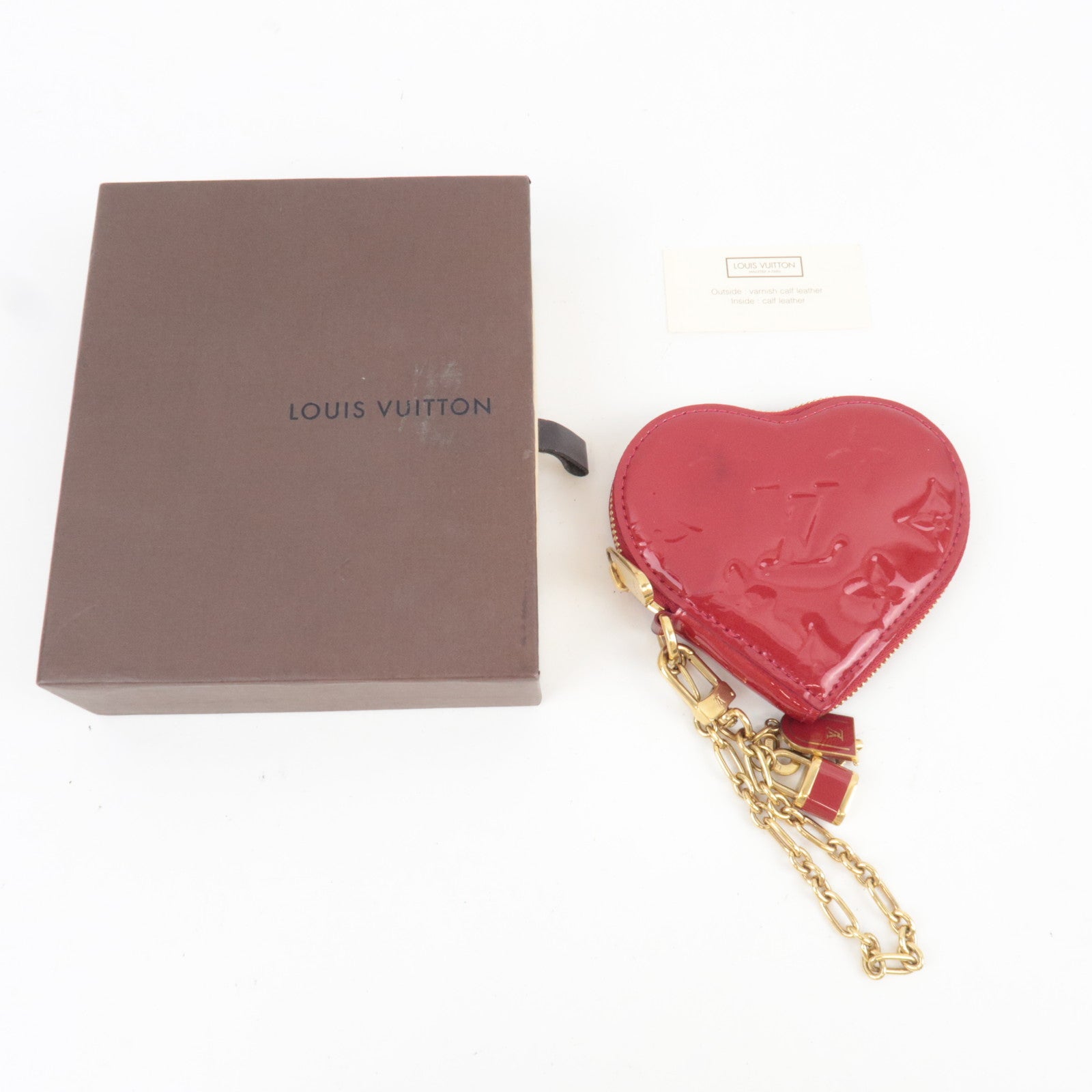 Louis Vuitton Monogram Vernis Porte Monnaie Coeur Coin Case Pomme D'Amour M91919 TH4097 *Box