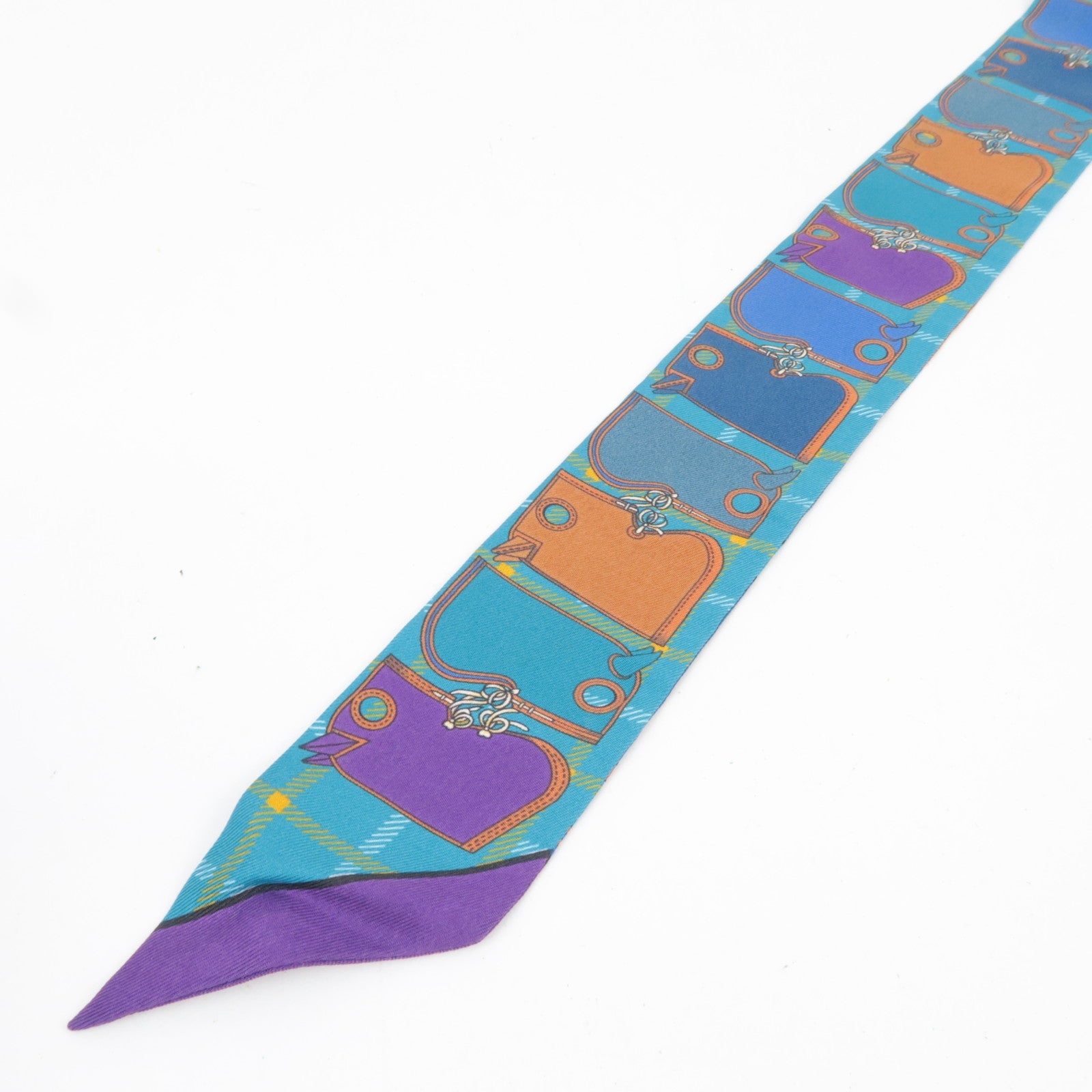 HERMES Twilly 100% Silk Scarf Camails Blue *Box