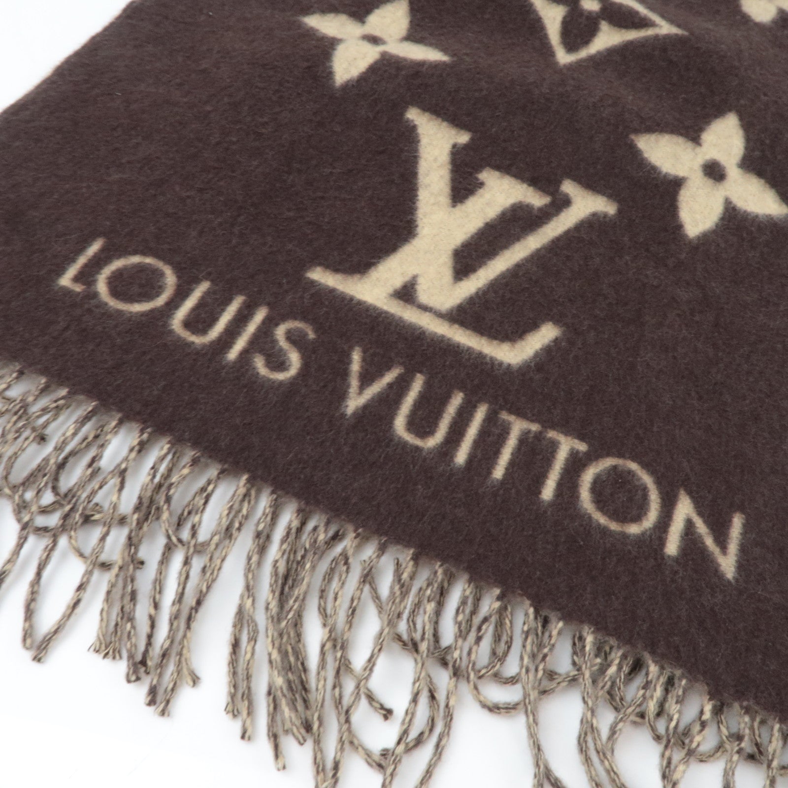 Louis Vuitton Echarpe Reykjavik Scarf Cashmere Brown Beige M71041
