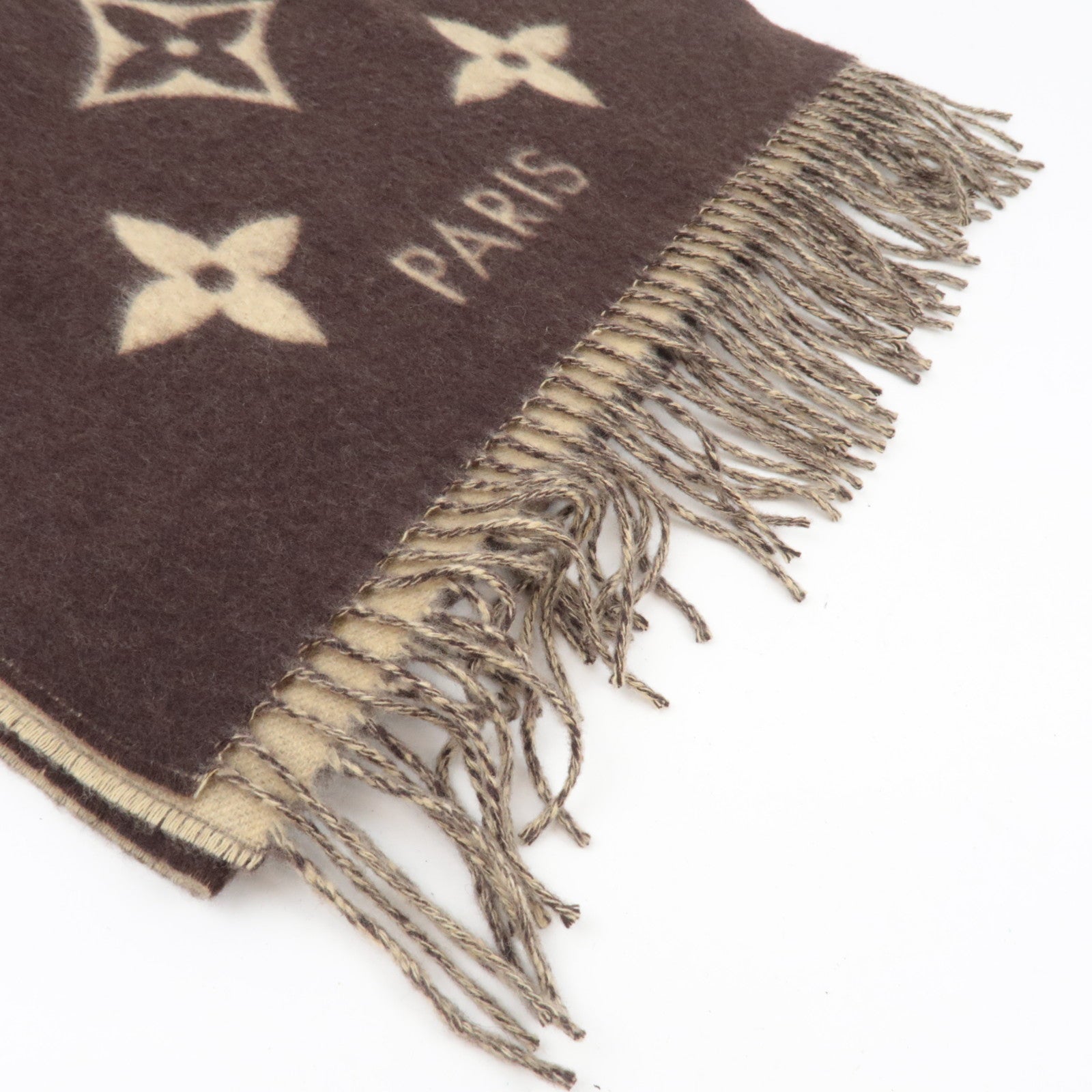 Louis Vuitton Echarpe Reykjavik Scarf Cashmere Brown Beige M71041