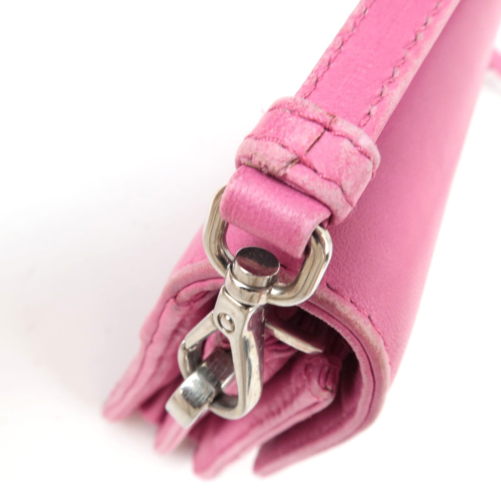 PRADA Leather Mini Shoulder Wallet Bag Pink