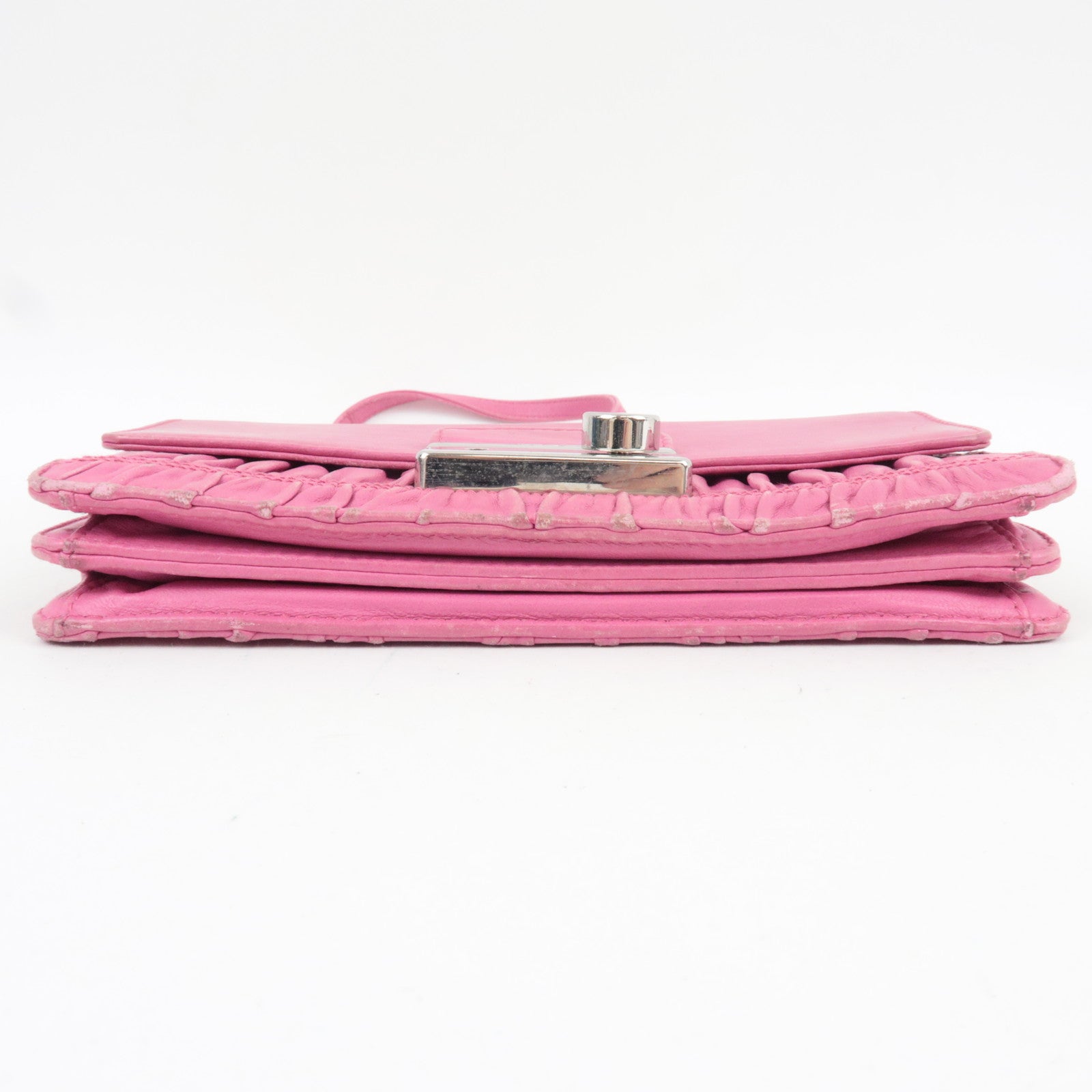 PRADA Leather Mini Shoulder Wallet Bag Pink