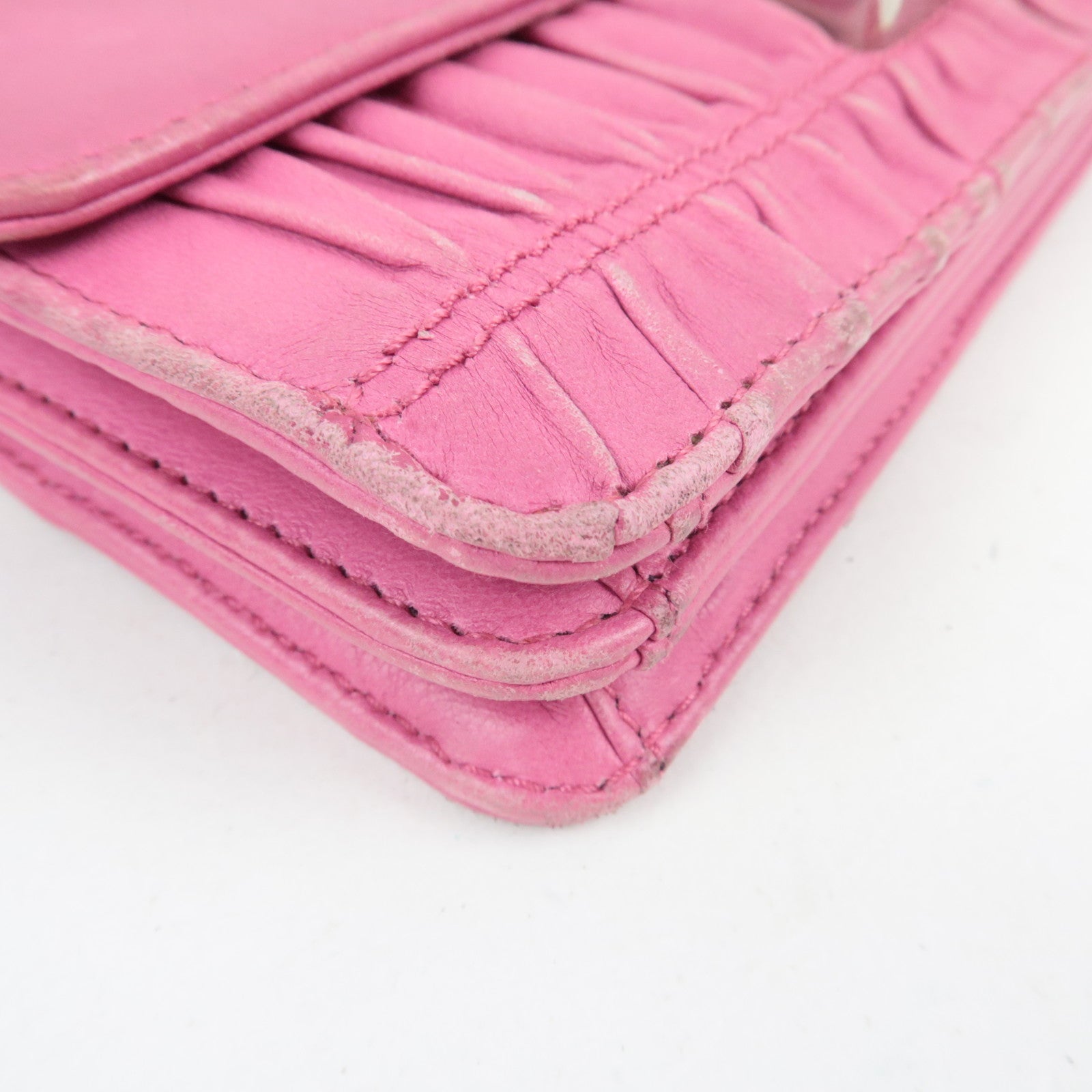 PRADA Leather Mini Shoulder Wallet Bag Pink