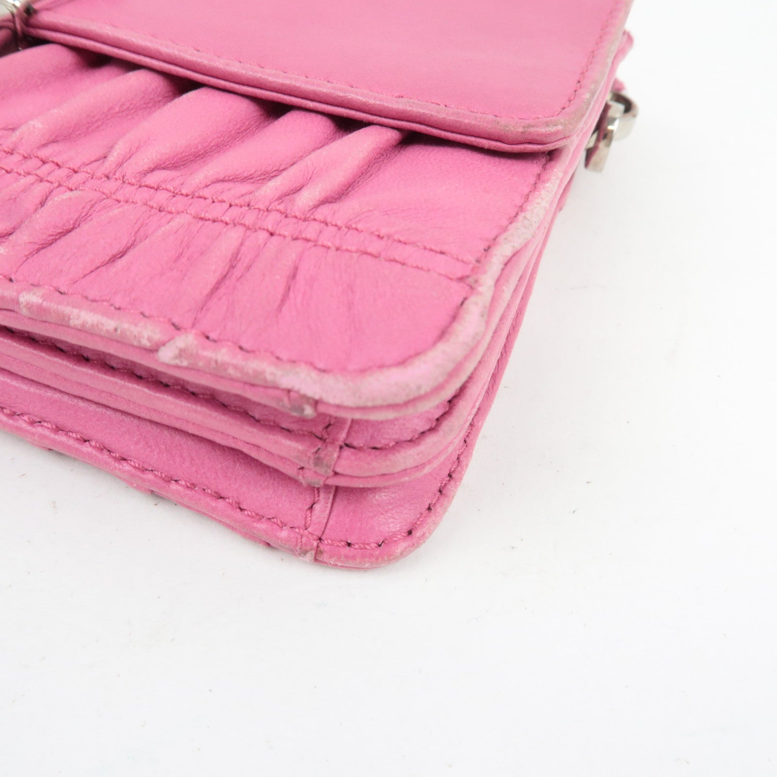 PRADA Leather Mini Shoulder Wallet Bag Pink