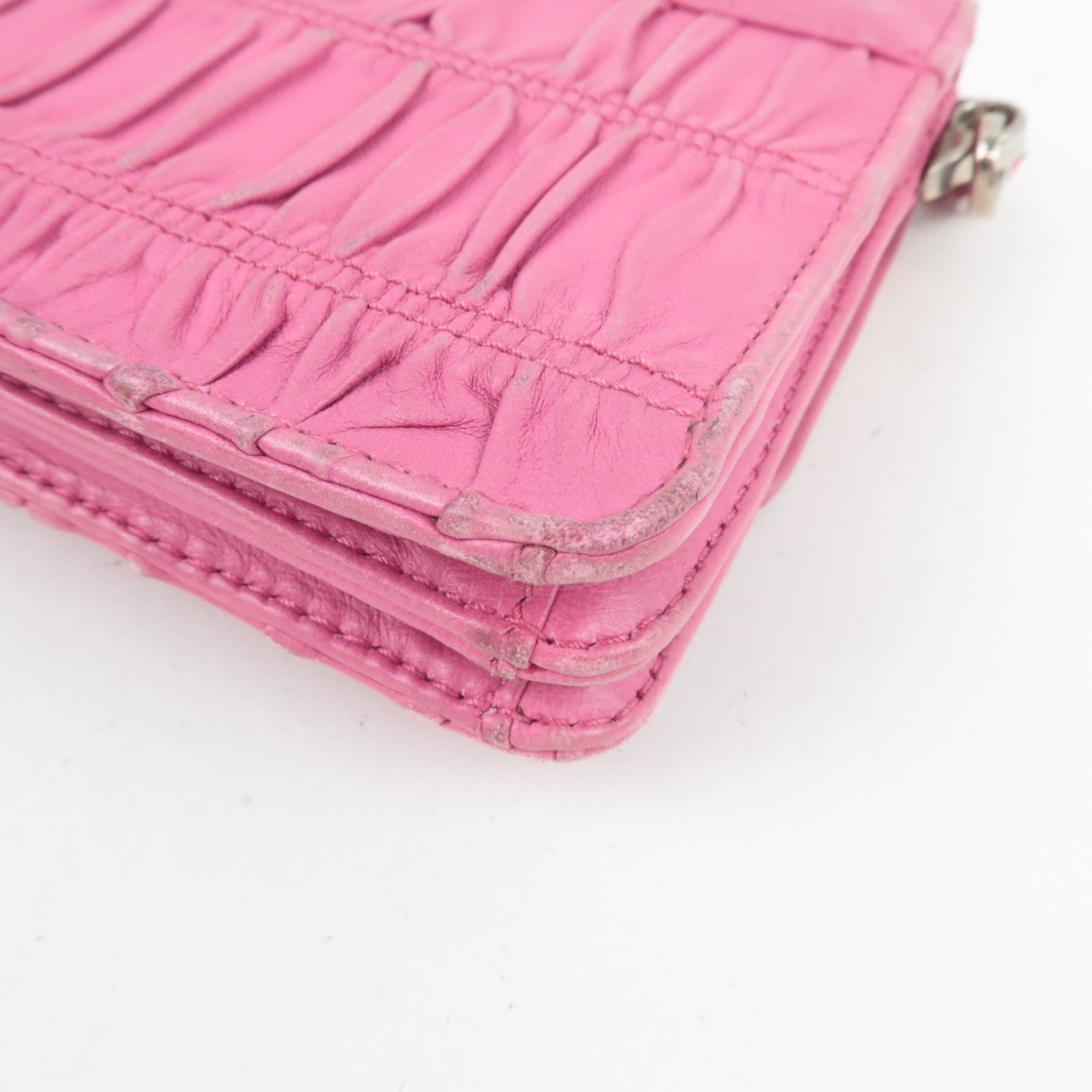 PRADA Leather Mini Shoulder Wallet Bag Pink