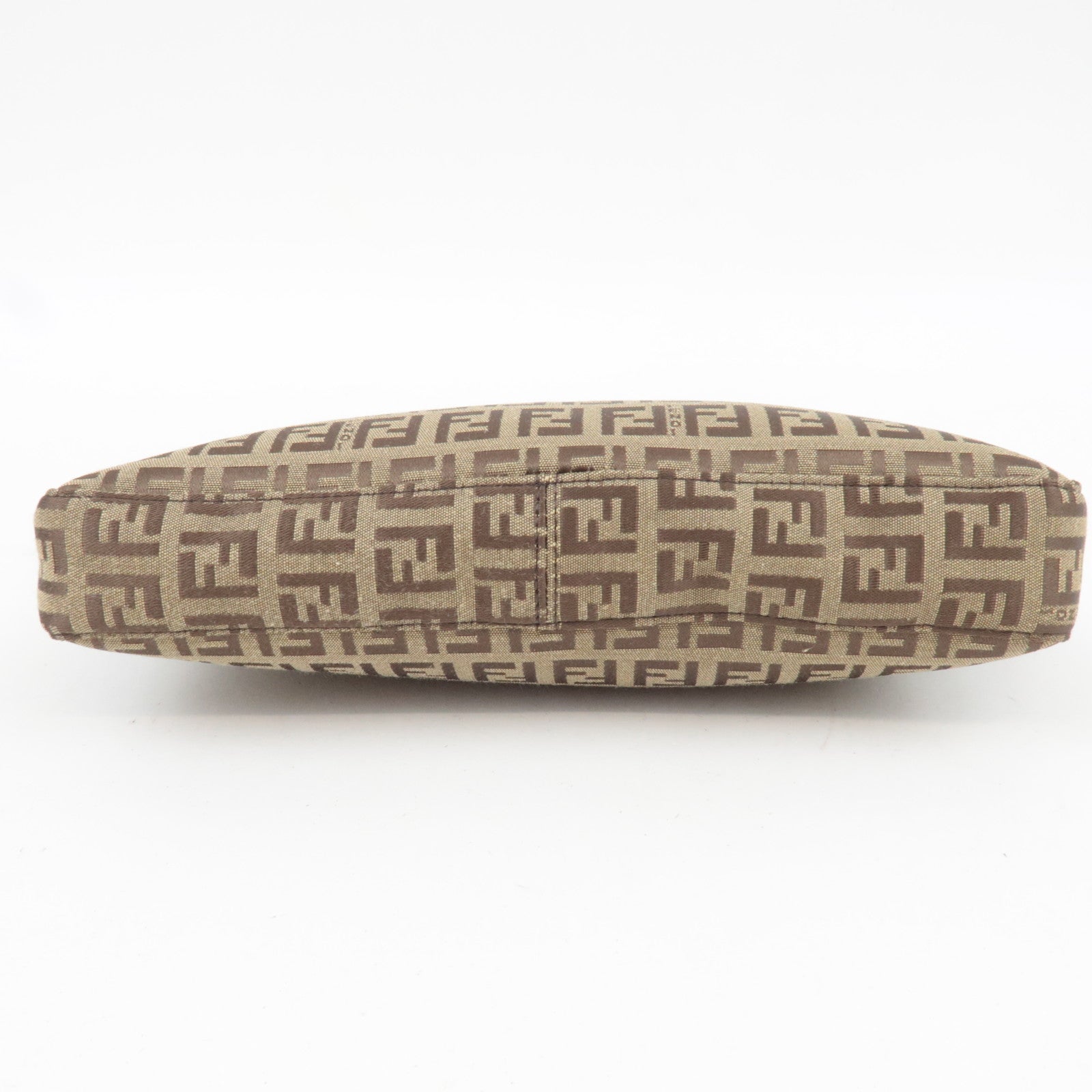 FENDI Zucchino Shoulder Bag Canvas Leather Beige Brown 8BR042