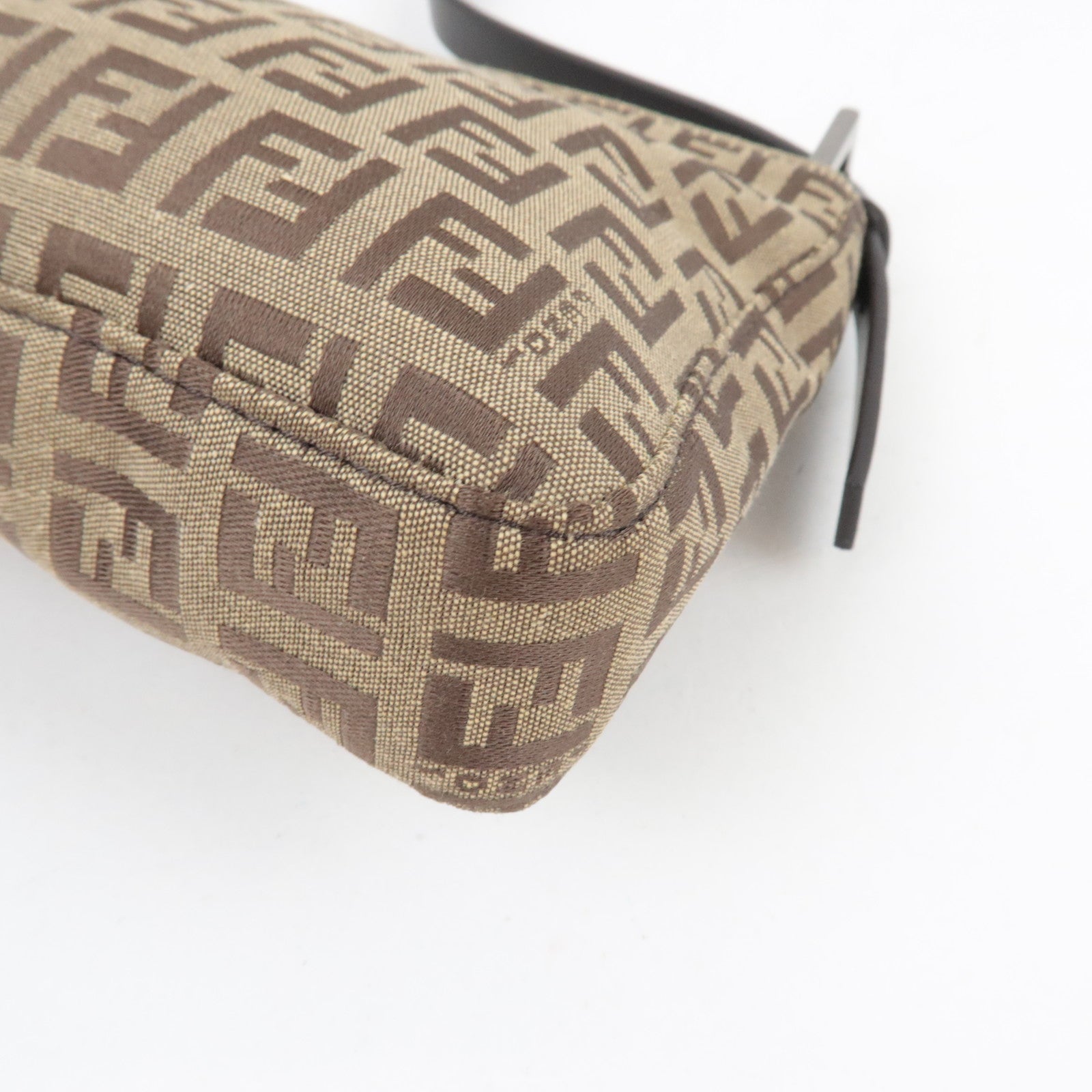 FENDI Zucchino Shoulder Bag Canvas Leather Beige Brown 8BR042