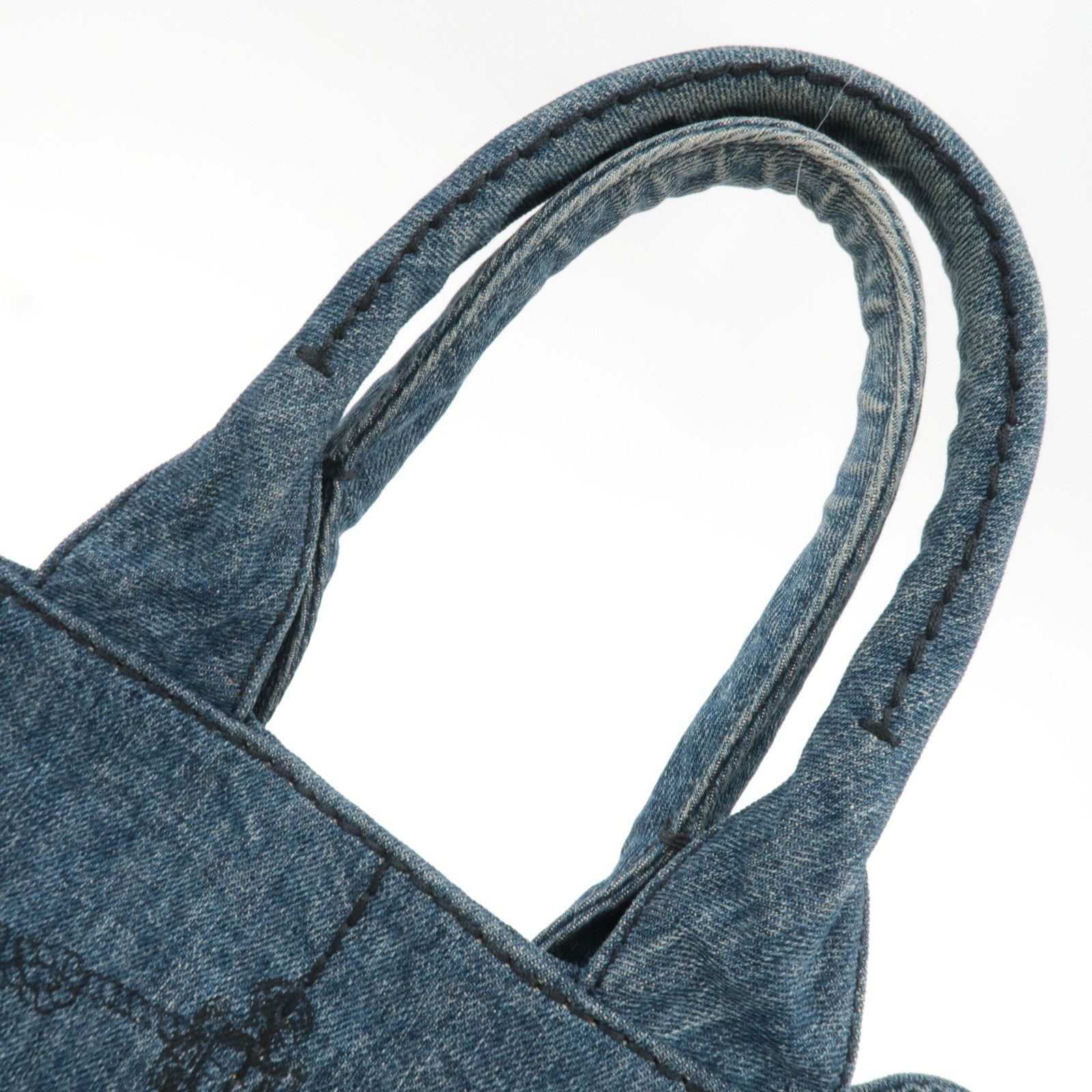 PRADA Canapa Denim Tote Bag Blue B1877B