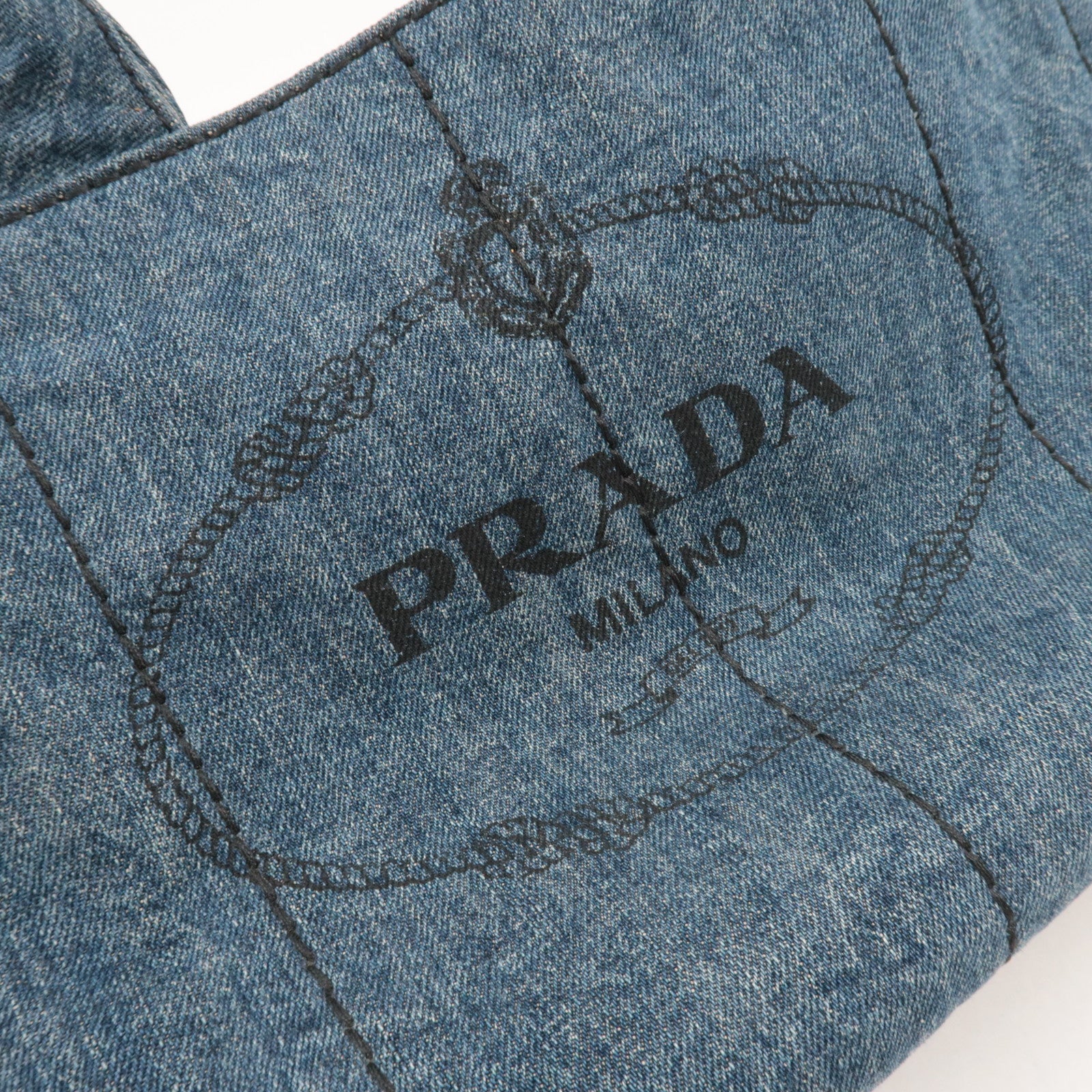 PRADA Canapa Denim Tote Bag Blue B1877B
