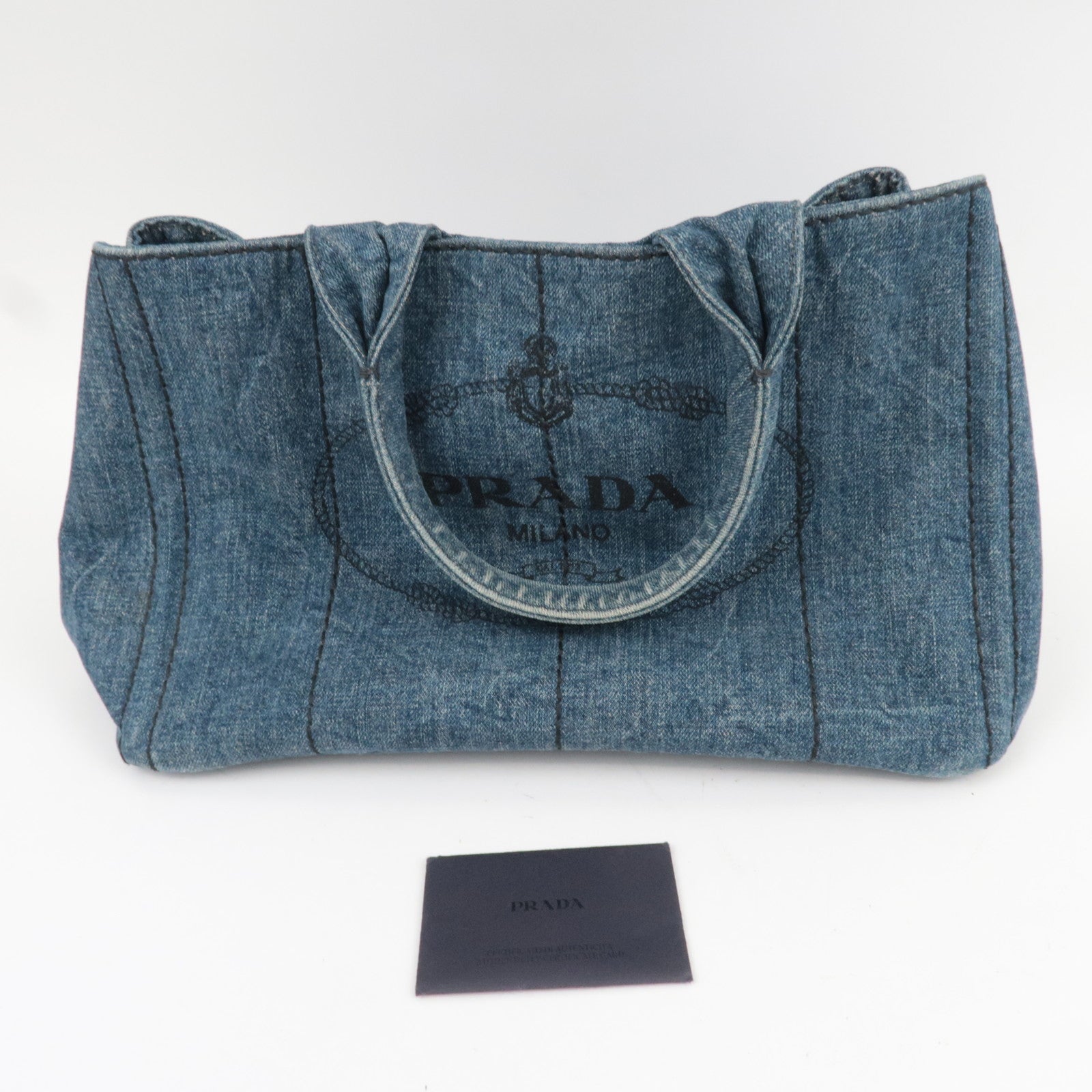 PRADA Canapa Denim Tote Bag Blue B1877B