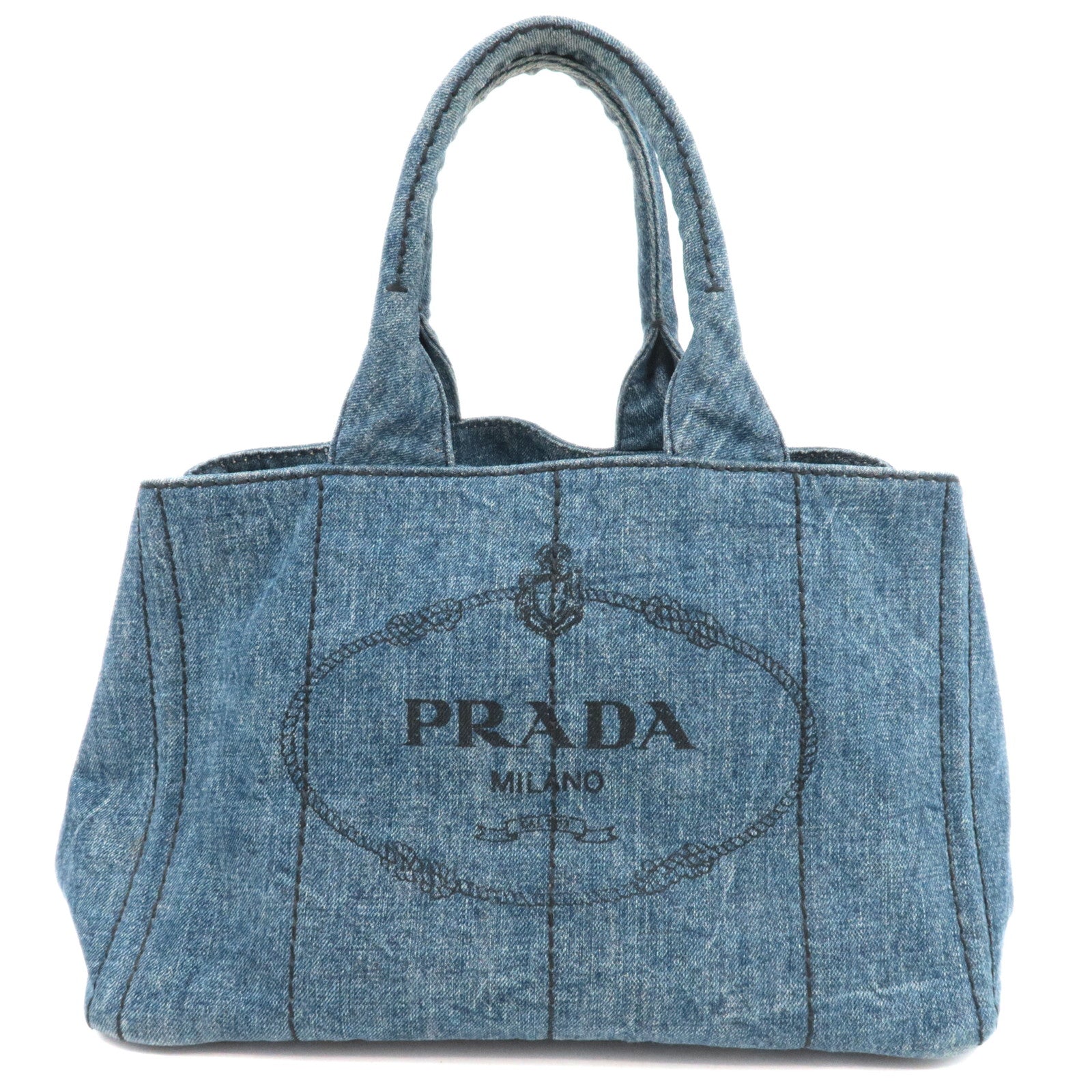 PRADA Canapa Denim Tote Bag Blue B1877B83087