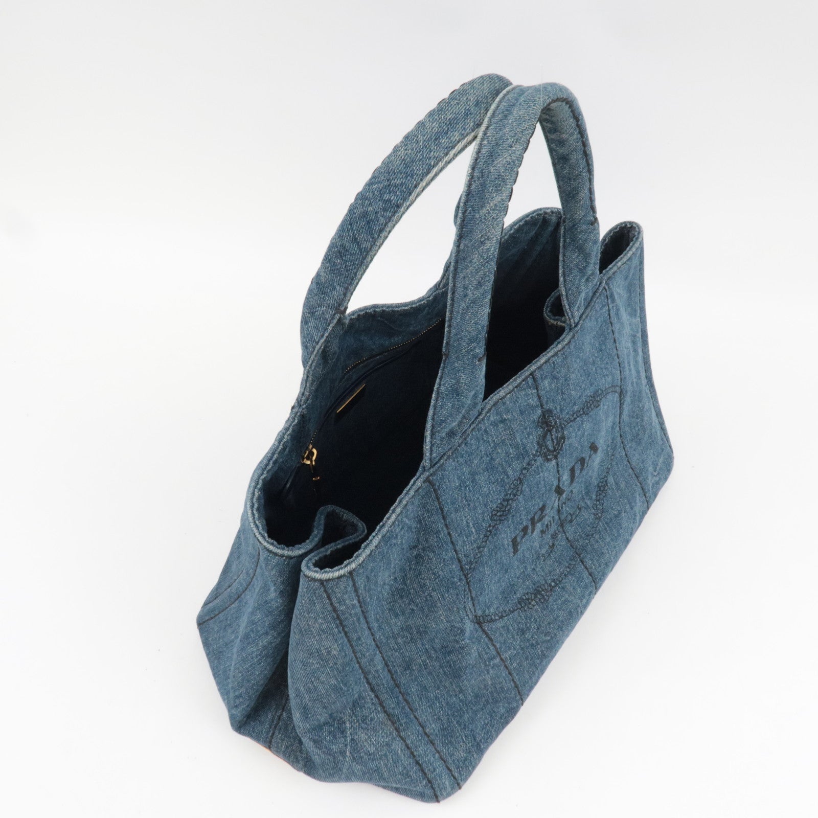 PRADA Canapa Denim Tote Bag Blue B1877B