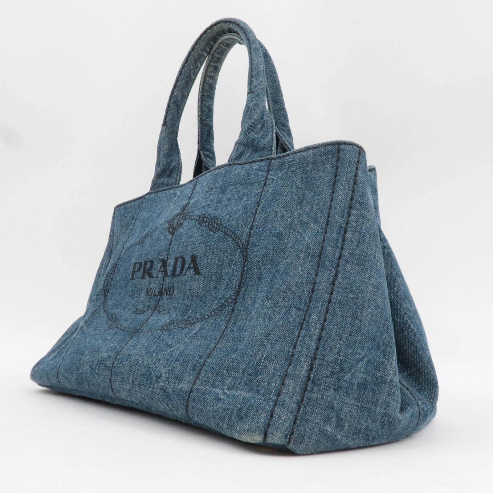 PRADA Canapa Denim Tote Bag Blue B1877B