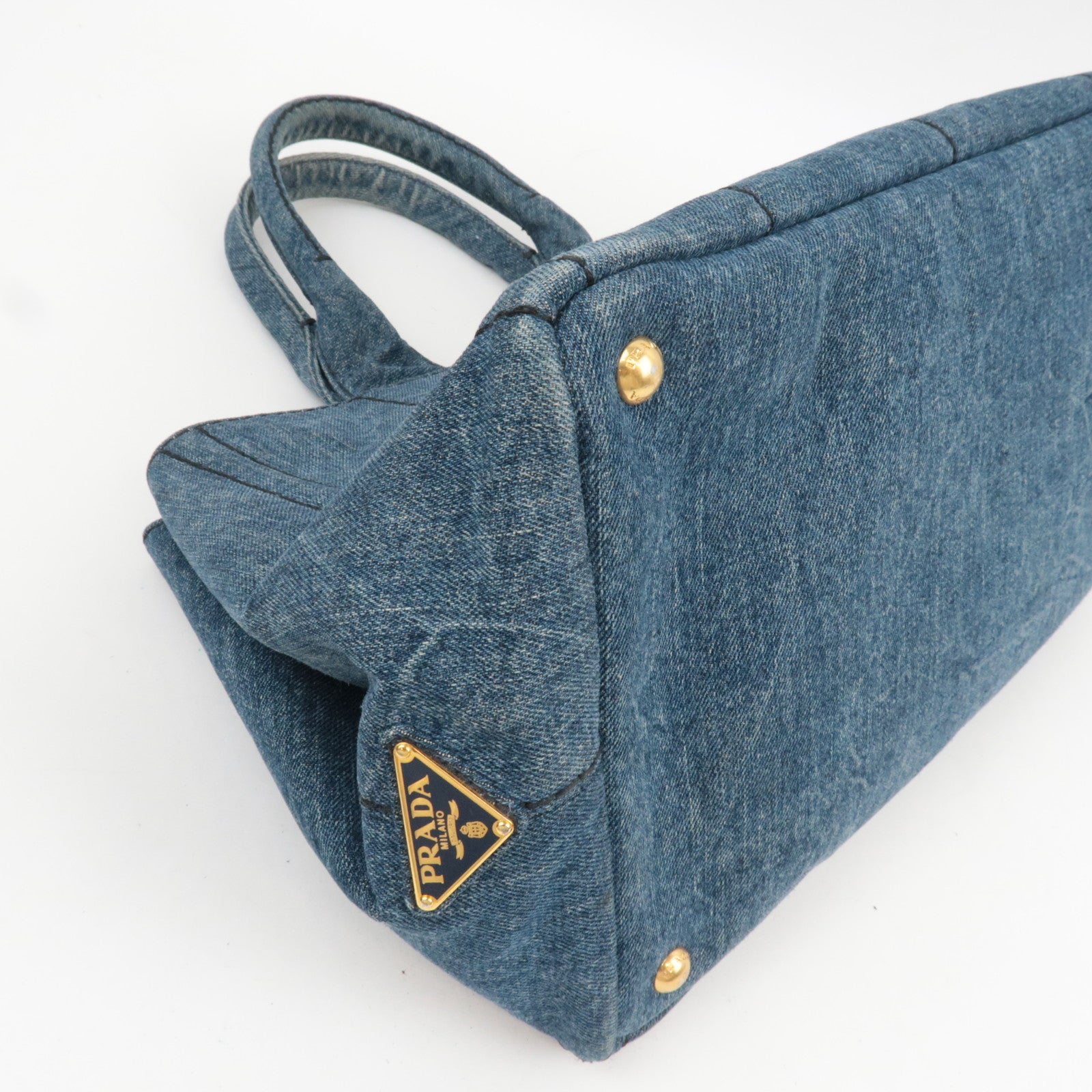 PRADA Canapa Denim Tote Bag Blue B1877B