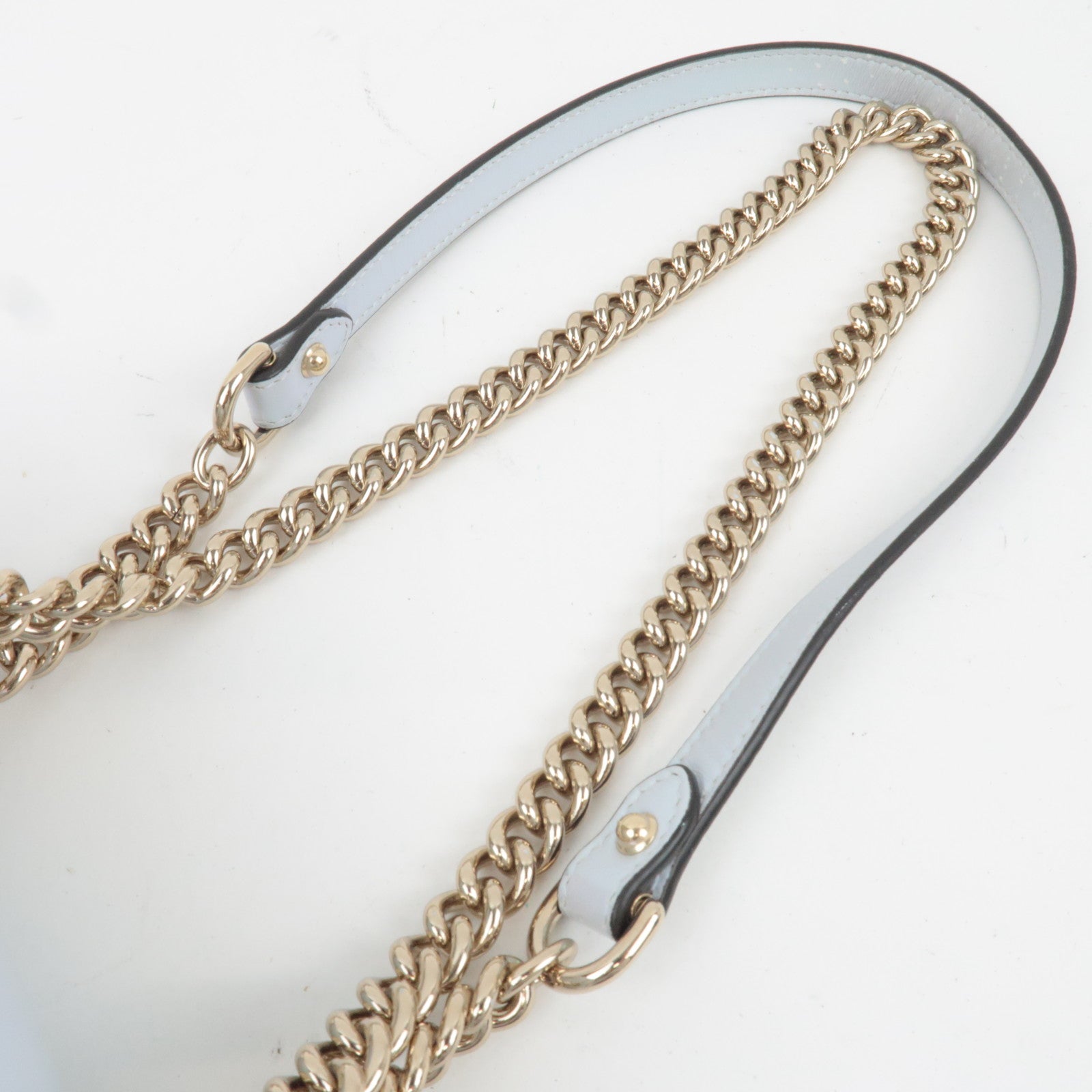 GUCCI GG Marmont Double Chain Leather Shoulder Bag Blue Aurora 739682