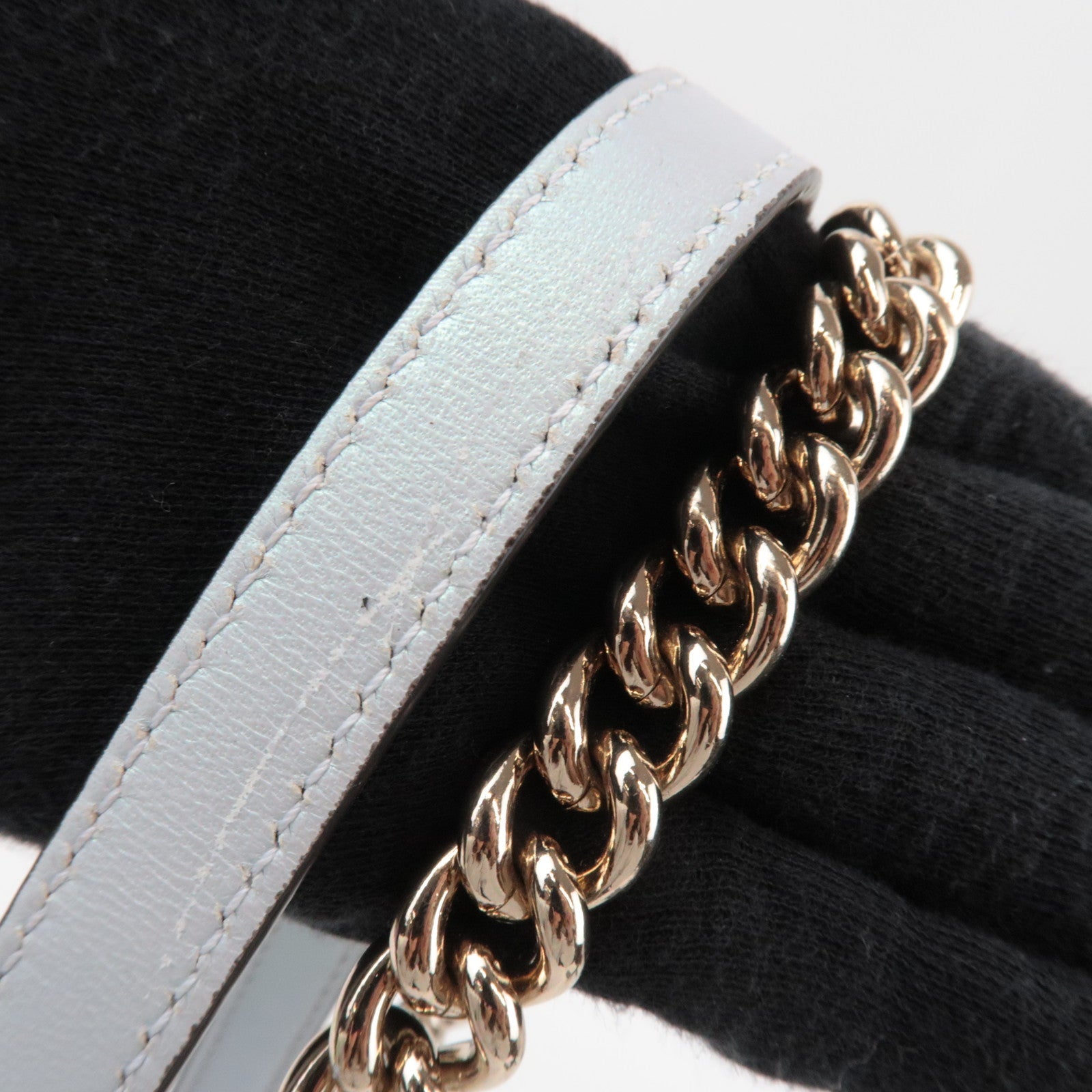 GUCCI GG Marmont Double Chain Leather Shoulder Bag Blue Aurora 739682